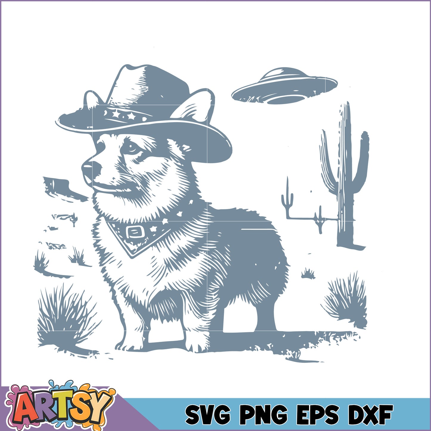 Corgi Cowboy Alien Encounter SVG