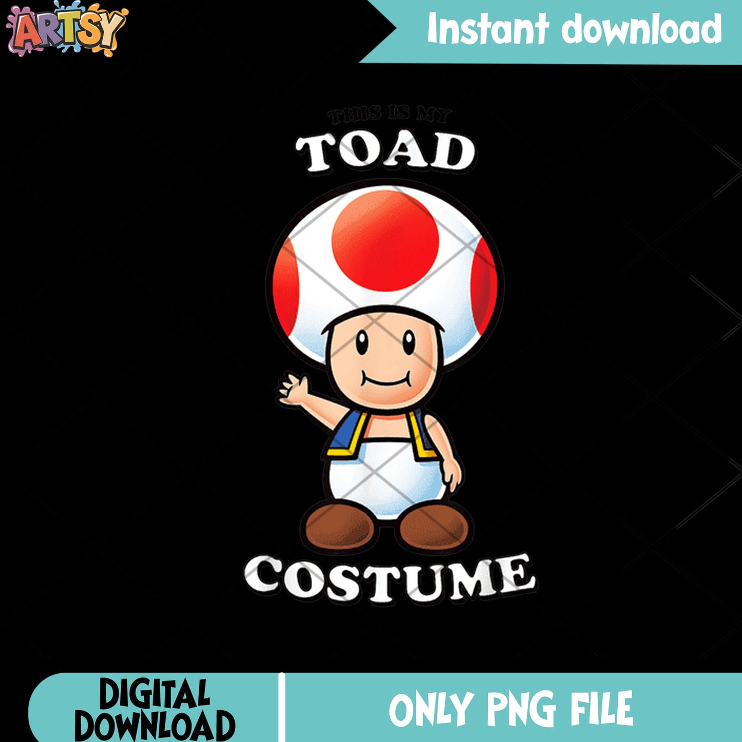 Costume cute toad mario png, nintendo art png, super mario png