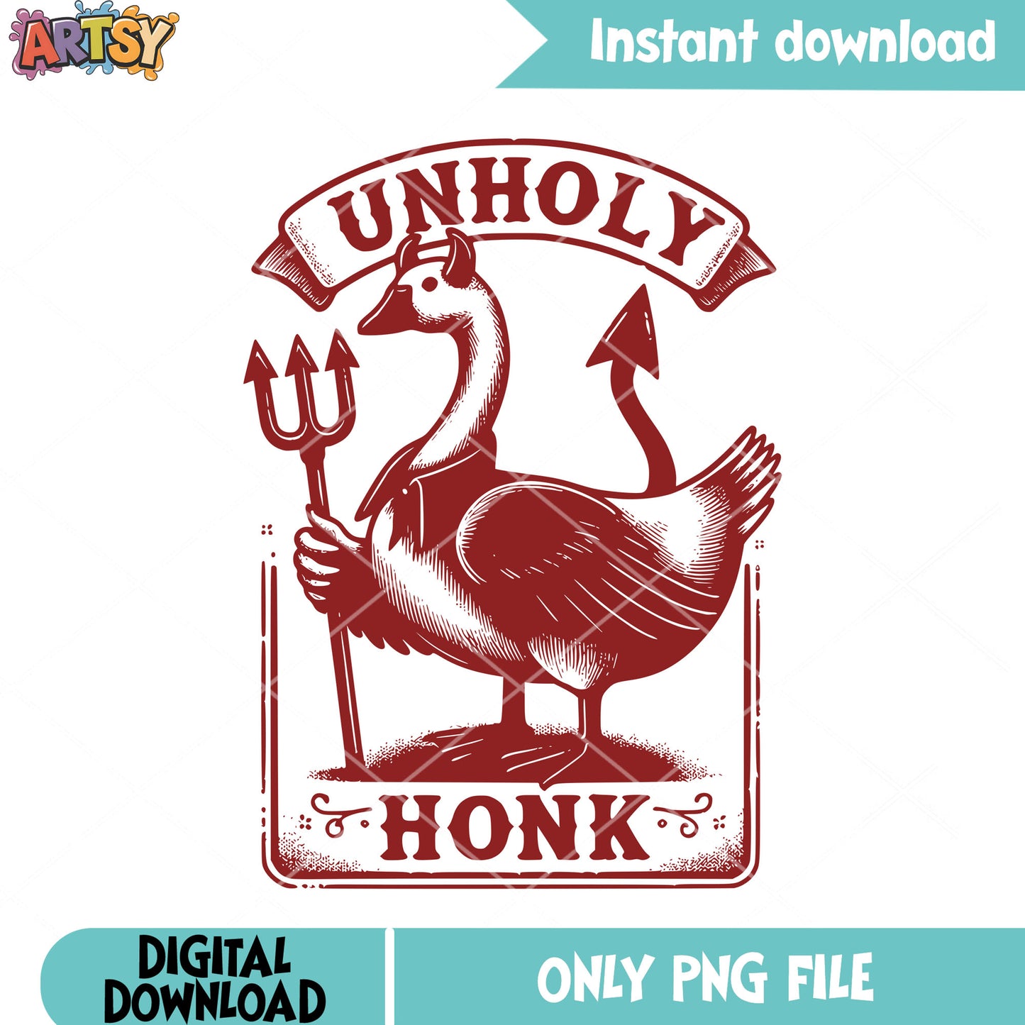 Costume satan goose png, satan trident png, halloween scary png