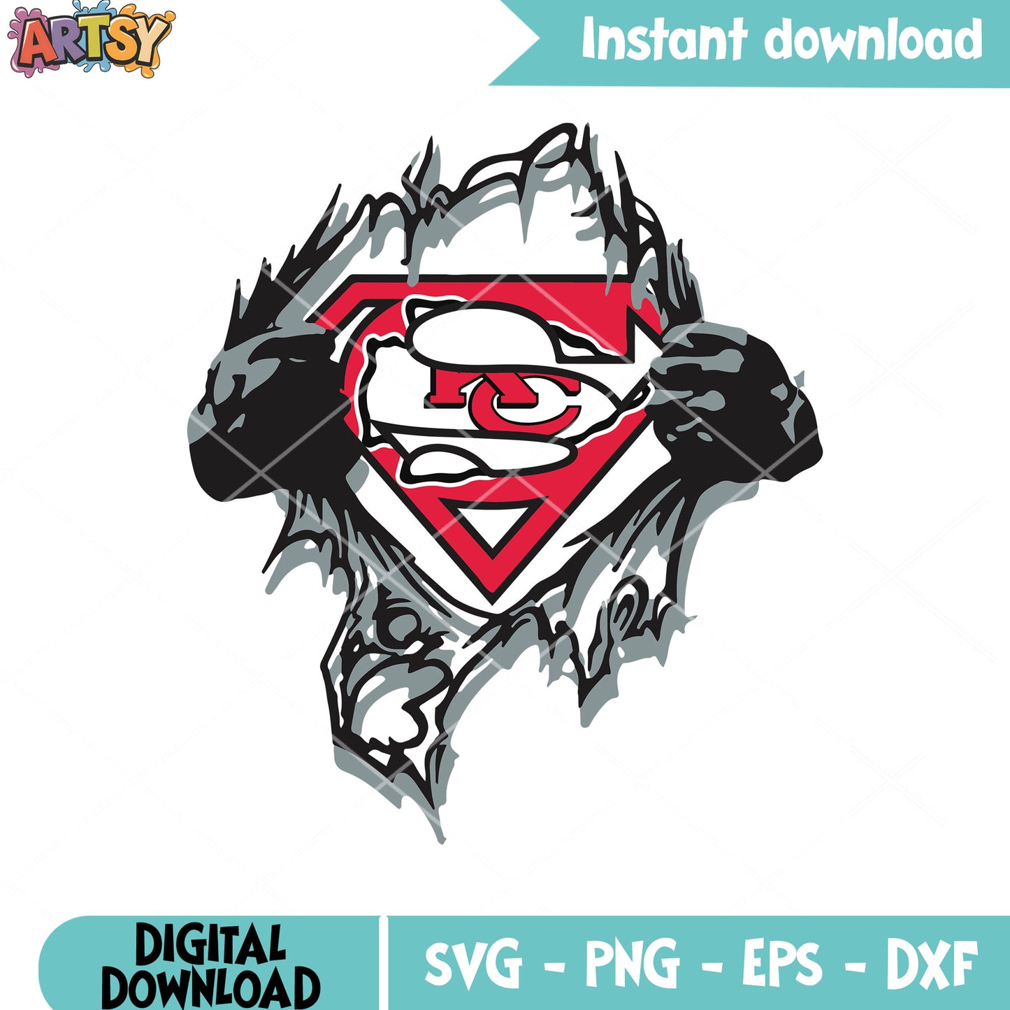 Costume superman nfl svg, kansas city chiefs svg, afc west svg