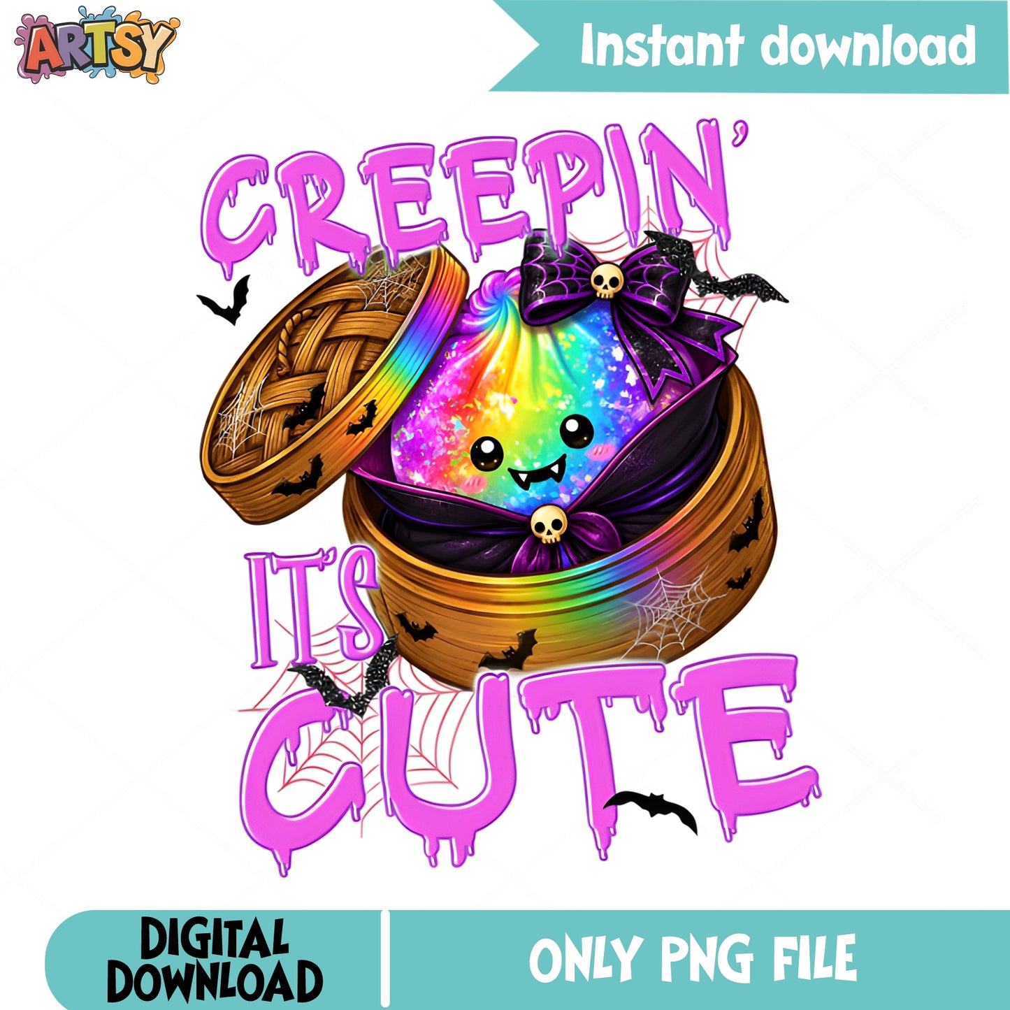 Creepin It's Cute Halloween PNG, Funny Halloween PNG, Cute Ghost PNG