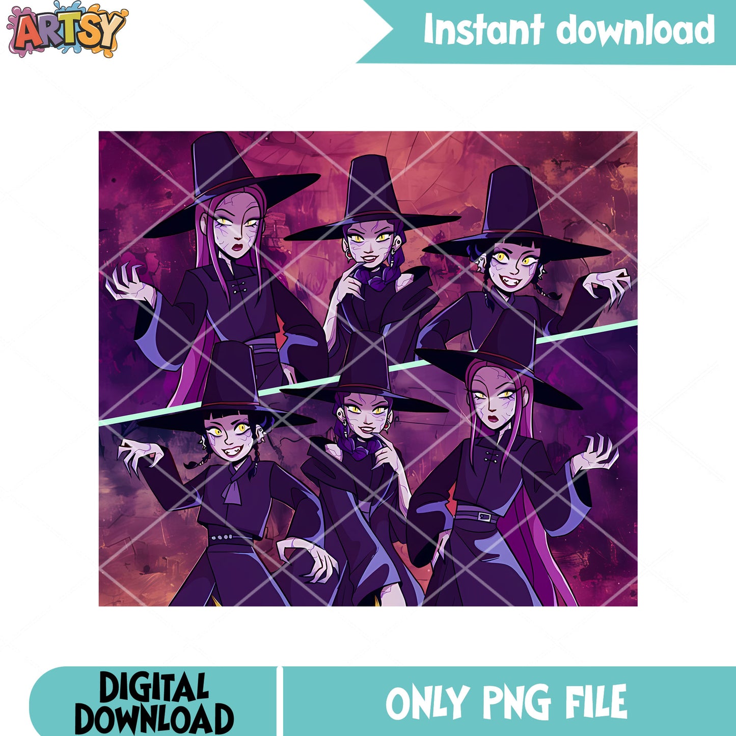 Creepy huntrix witch png, halloween png, kpop demon hunters png