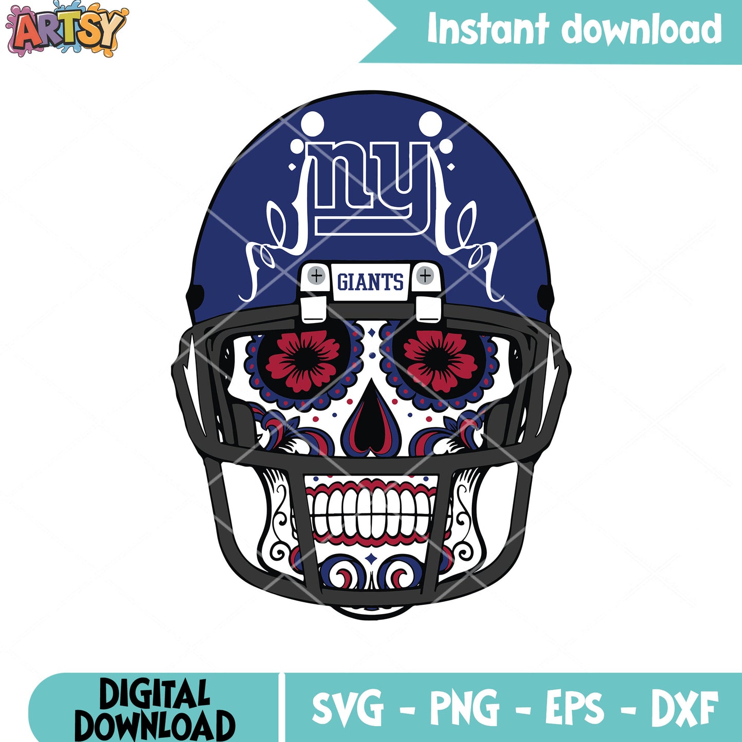 Creepy skull giants team svg, new york giants svg, NFL helmets svg