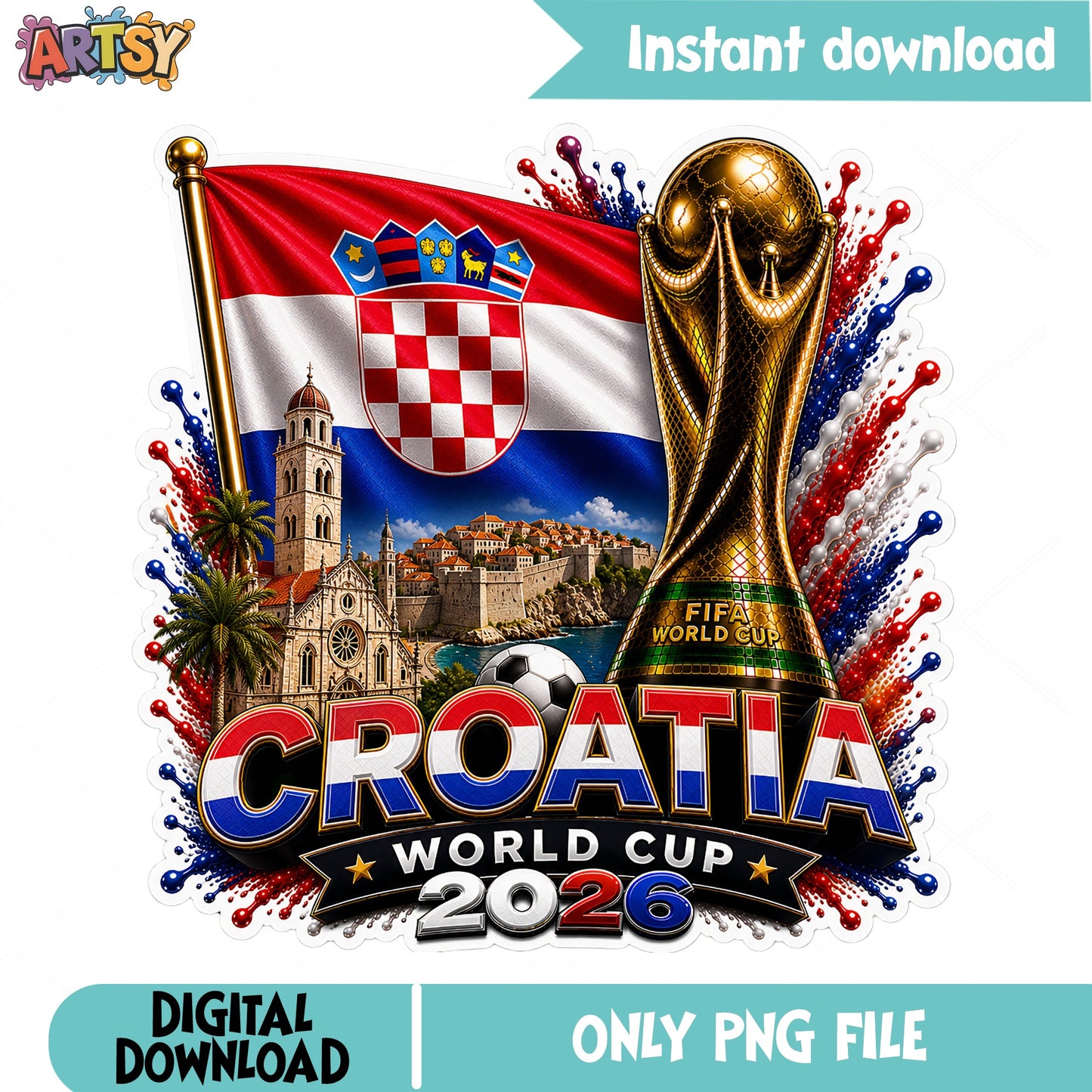 Croatia World Cup 2026 PNG, Croatia Soccer Flag PNG, Football PNG