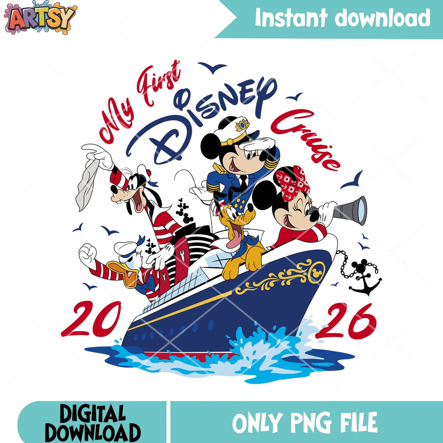 Cruise ship first vacation png, disneyland vacation png, goofy png