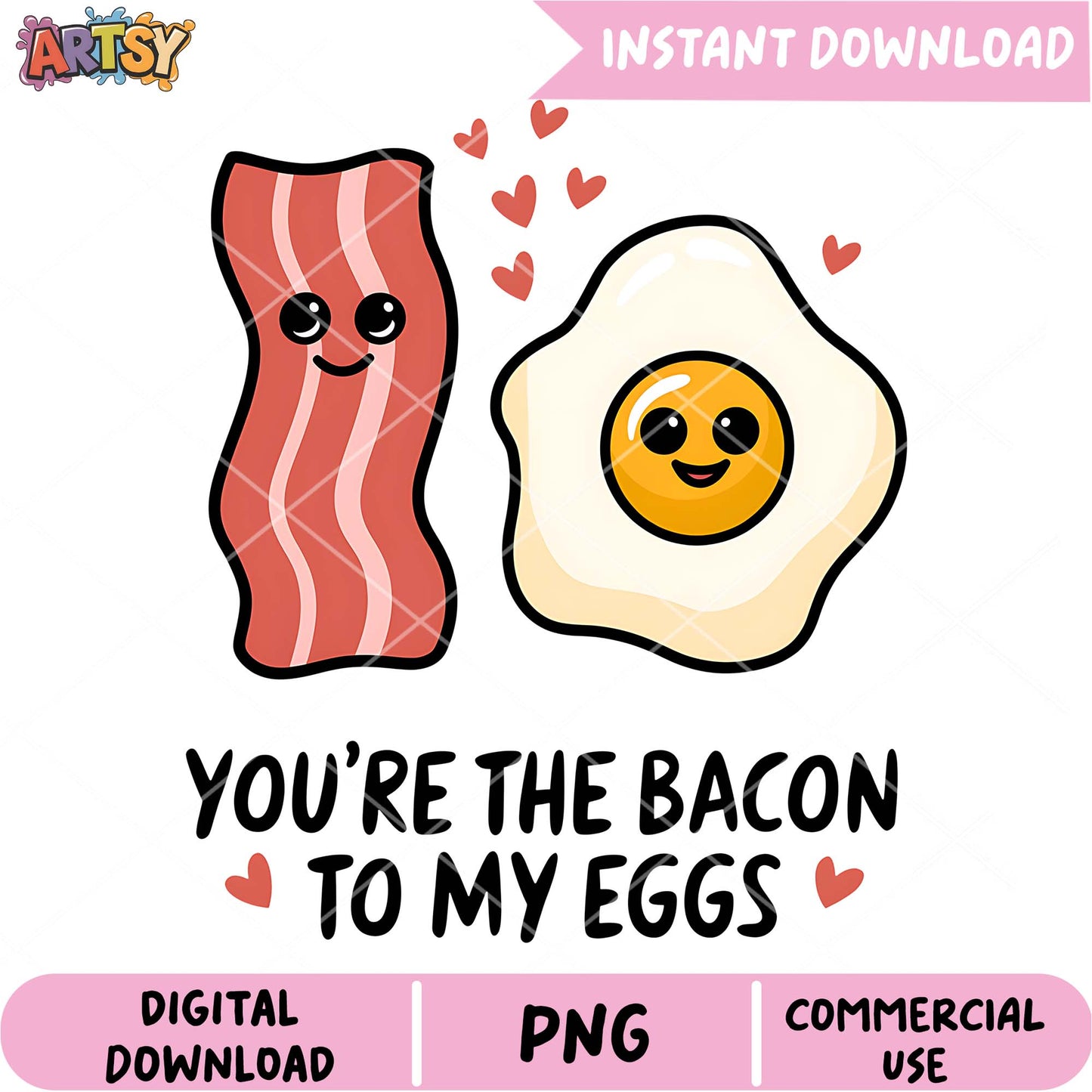 Cute Bacon Eggs PNG Digital Download