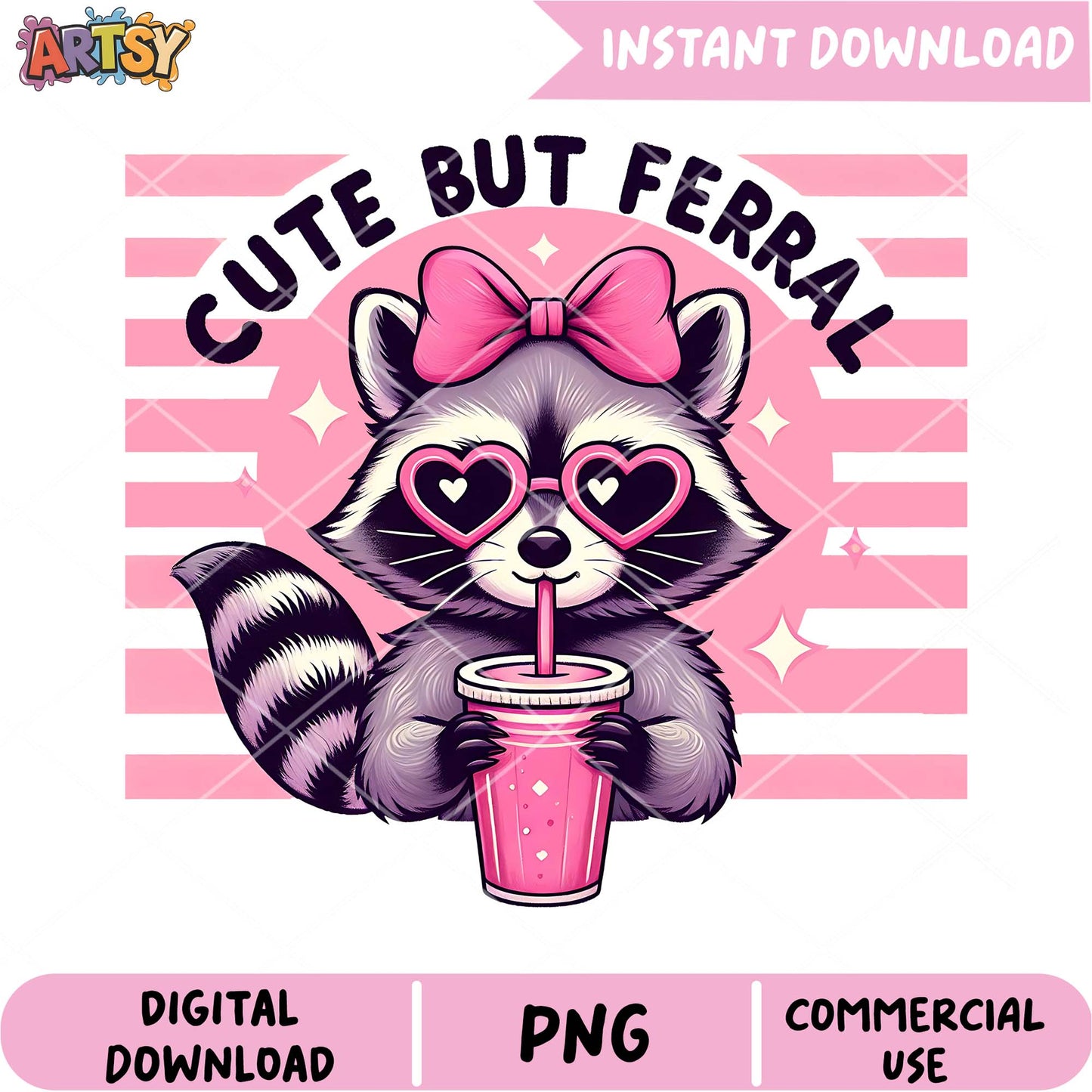 Cute But Feral Raccoon PNG Design