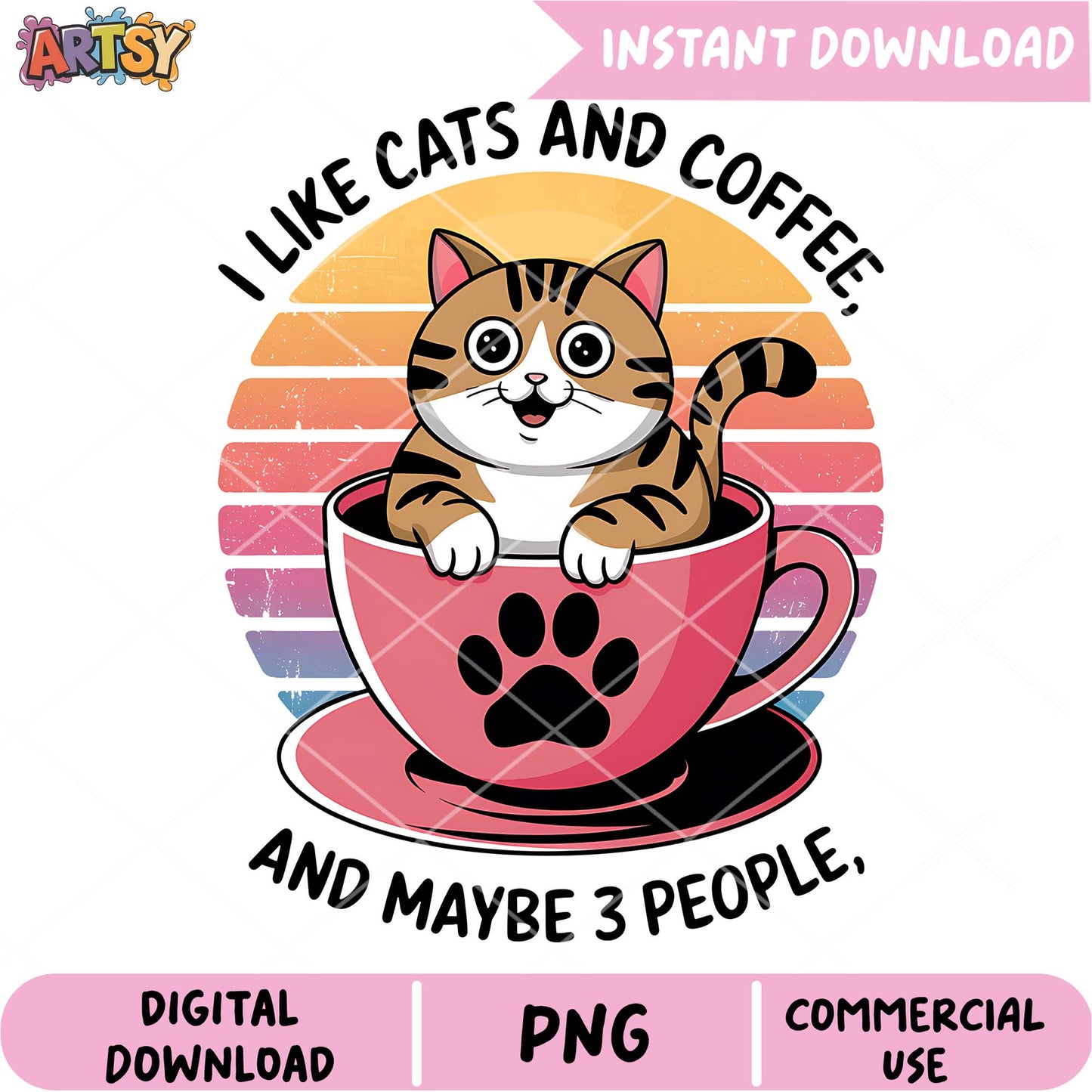 Cute Cat Coffee PNG Download