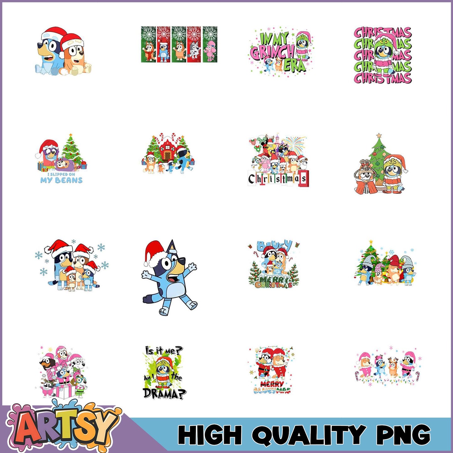 Cute Christmas PNG Bundle Featuring Holiday Cartoon Designs