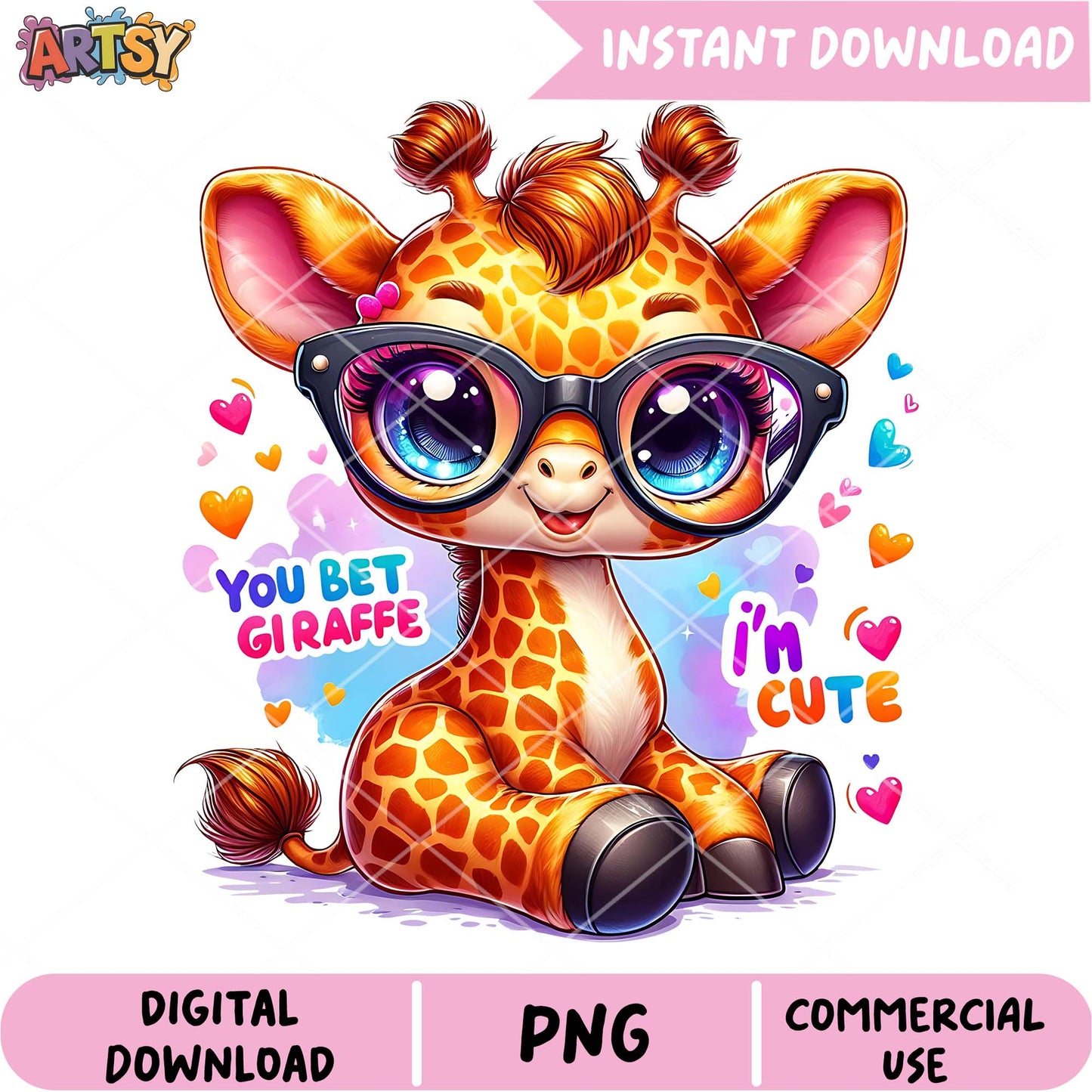 Cute Giraffe PNG Instant Download