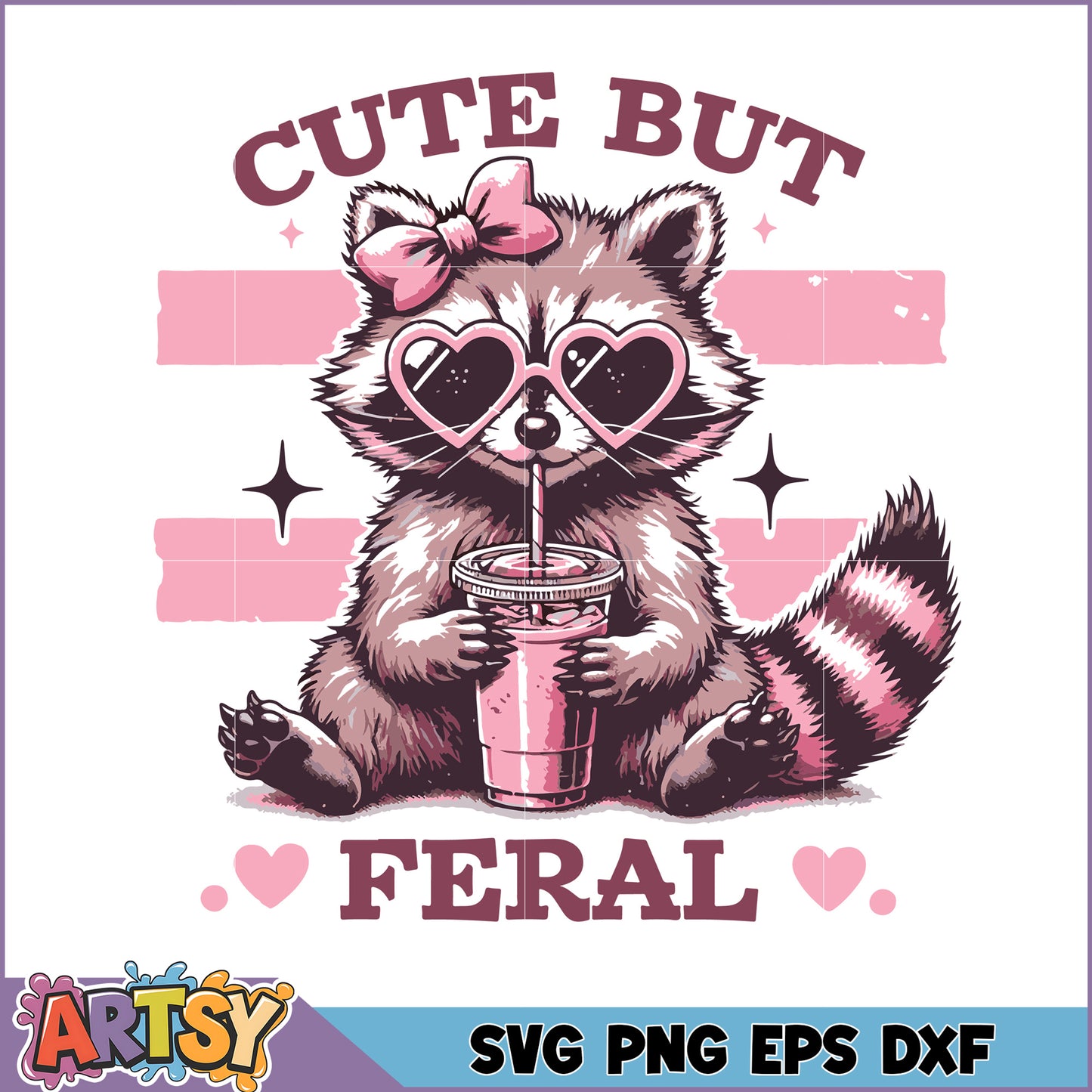 Cute Raccoon SVG, Feral Girl Design
