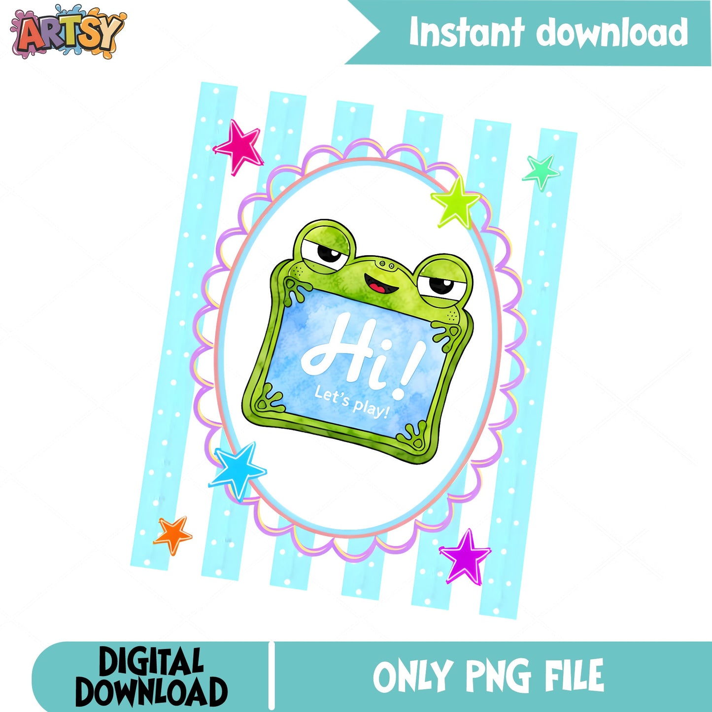 Cute Frog Hi Lets Play PNG, Kawaii Frog Clipart PNG, Frog PNG
