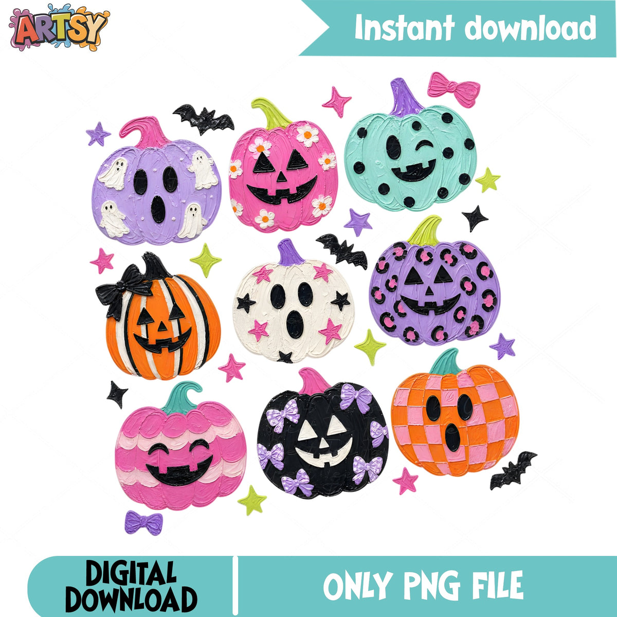 Cute Halloween Pumpkin Bundle PNG, Jack O Lantern PNG, Spooky PNG