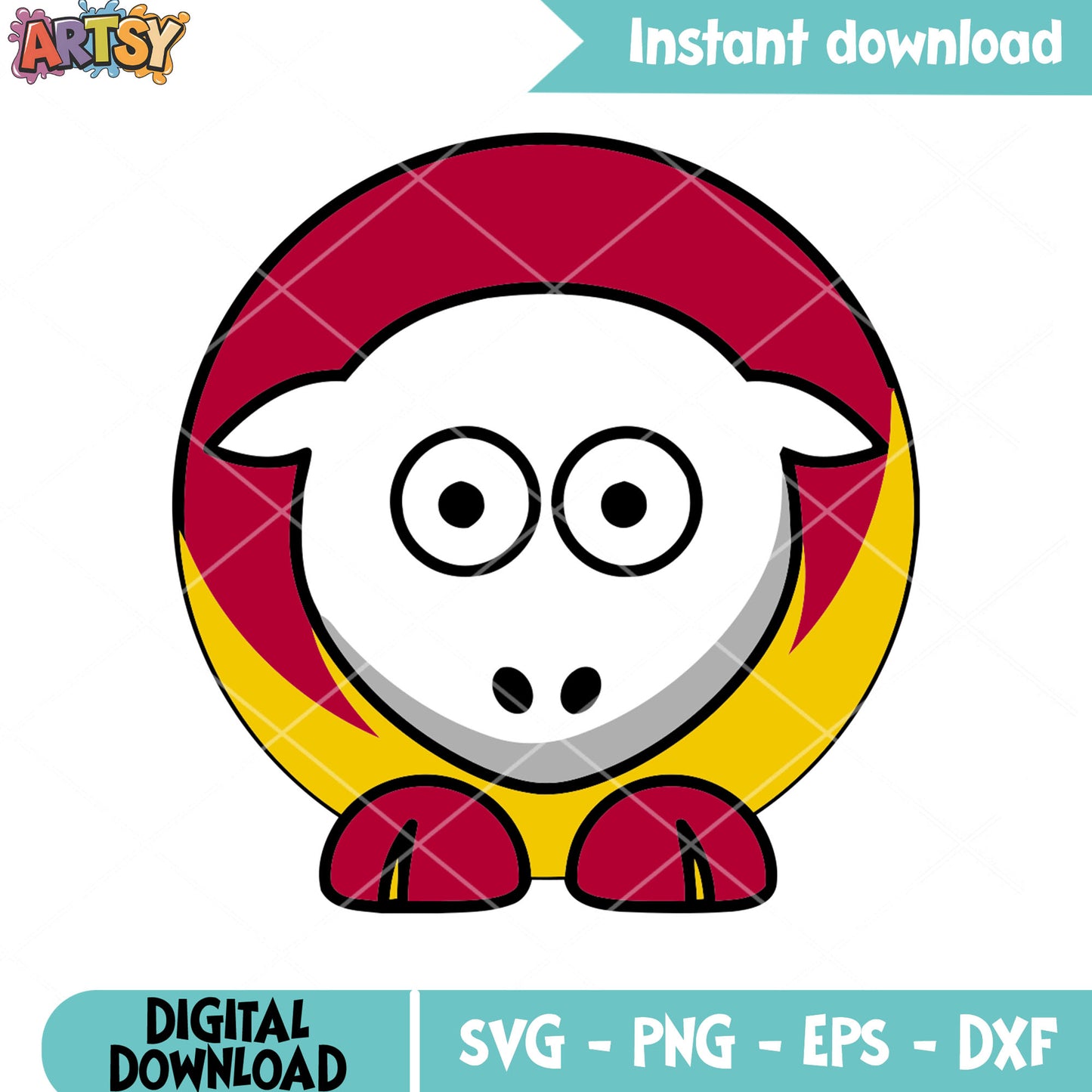 Cute bull red and yellow svg, kansas city mascot svg, nfl teams svg