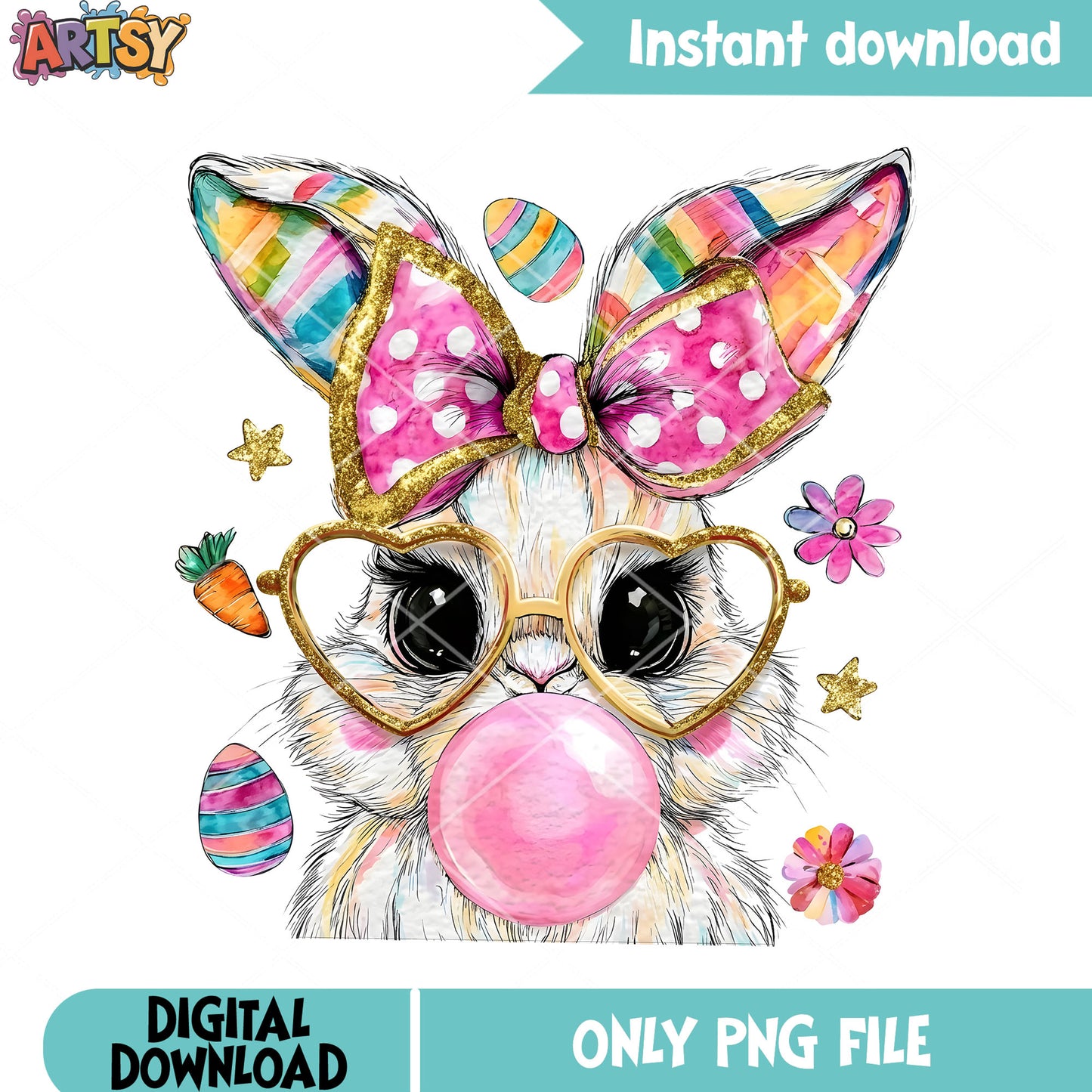 Cute bunny for a day png, easter day png, bunny love png