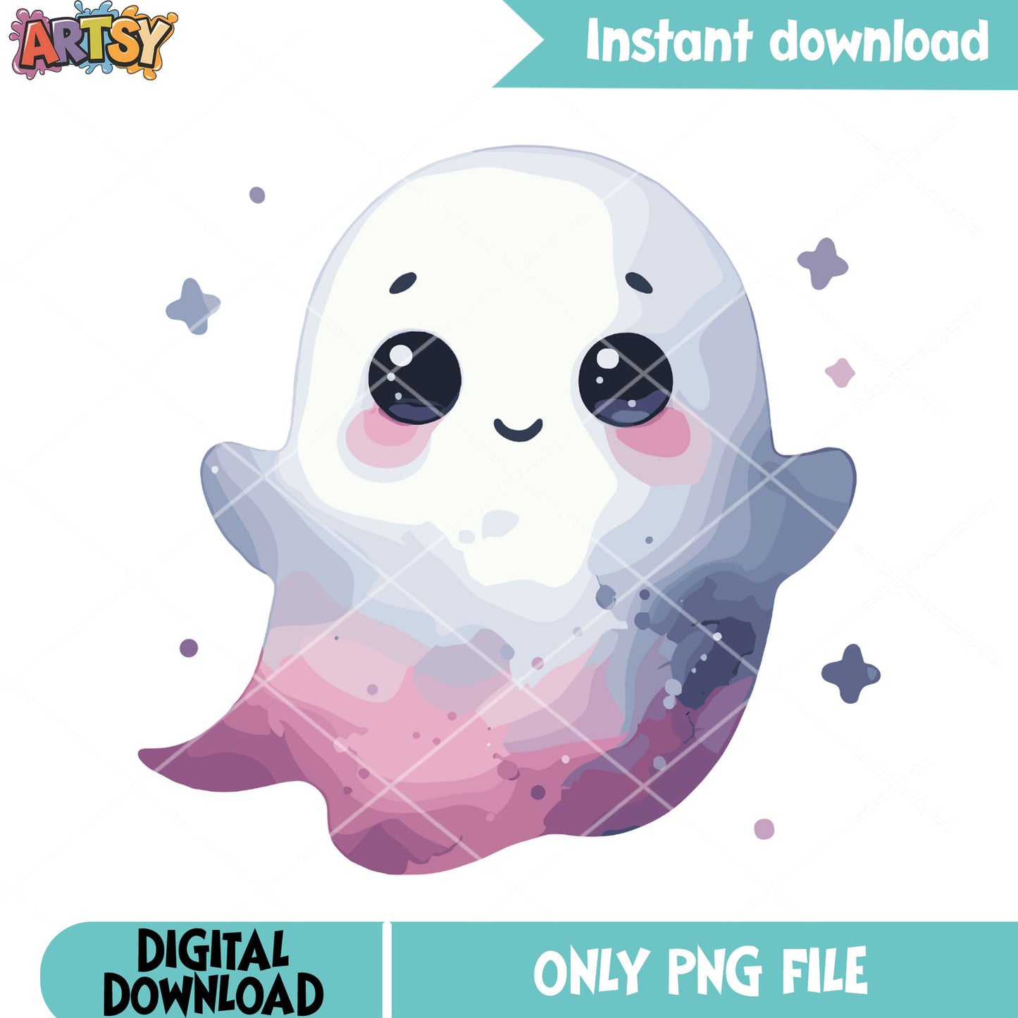 Cute purple spirit blink png, ghost costume png, halloween night png