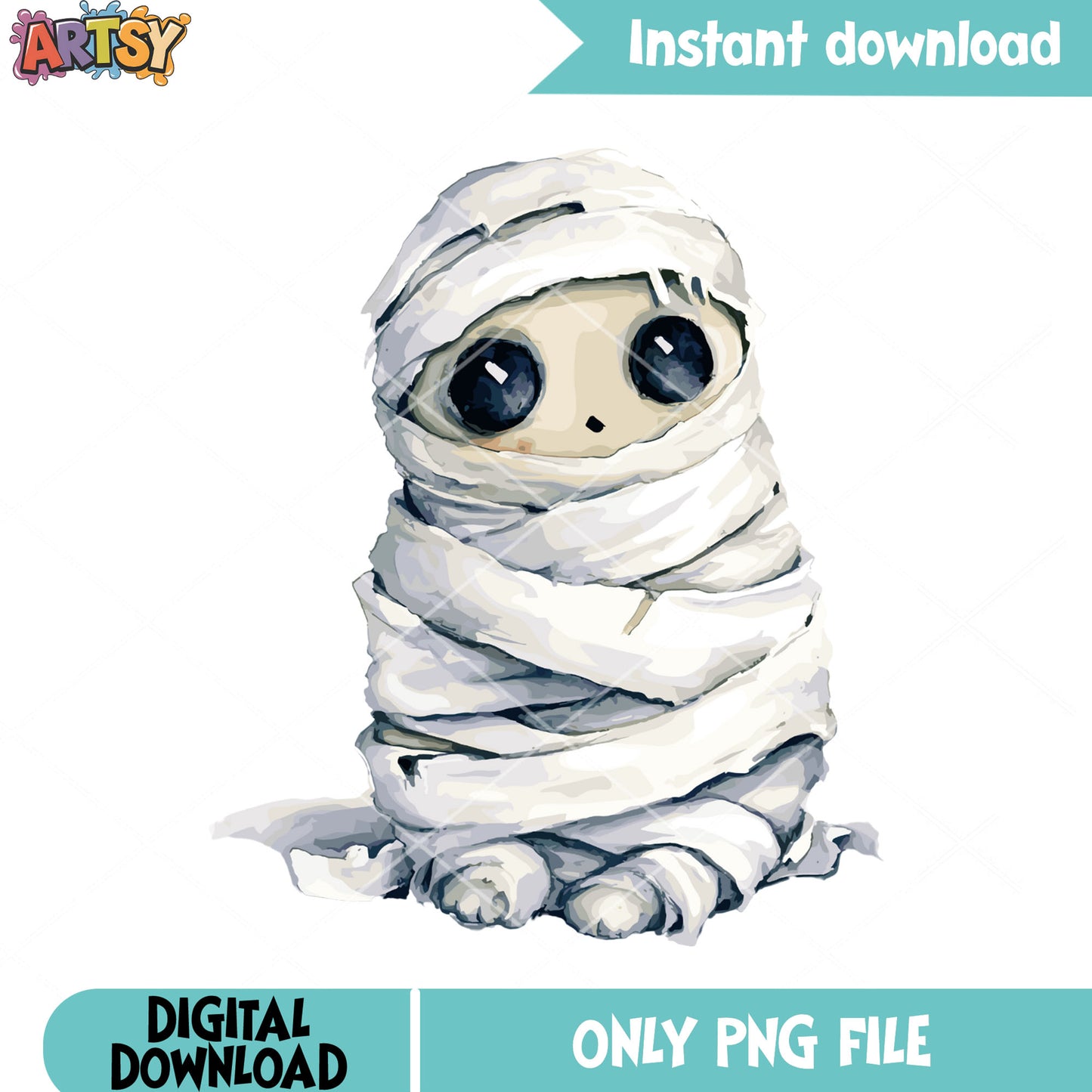 Cute spooky mummy png, cute monster png, halloween night png