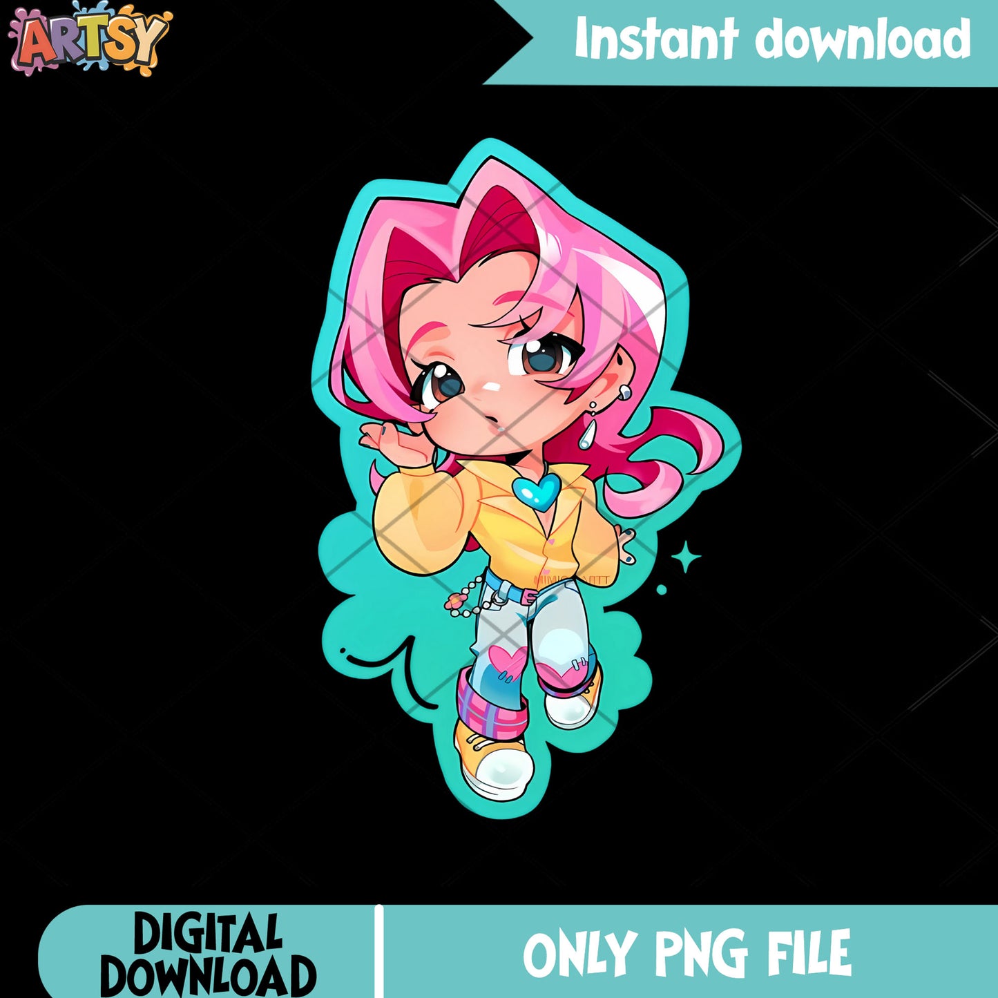 Cute sticker abby romance png, saja boys band png, kpop demon hunters png