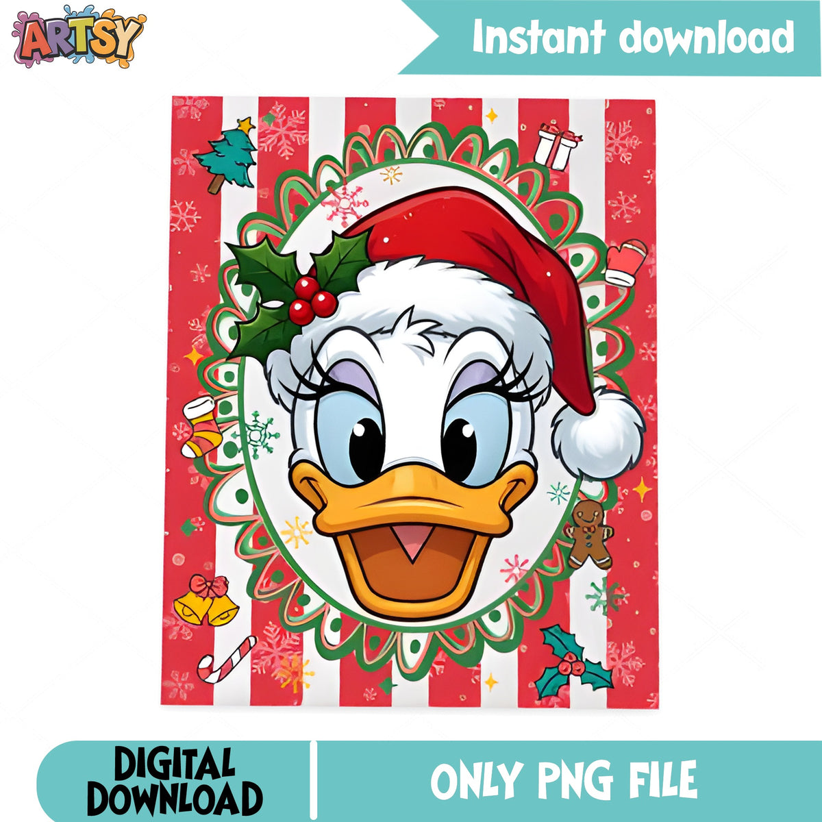 Daisy Duck Christmas PNG, Disney Christmas PNG, Santa Duck PNG