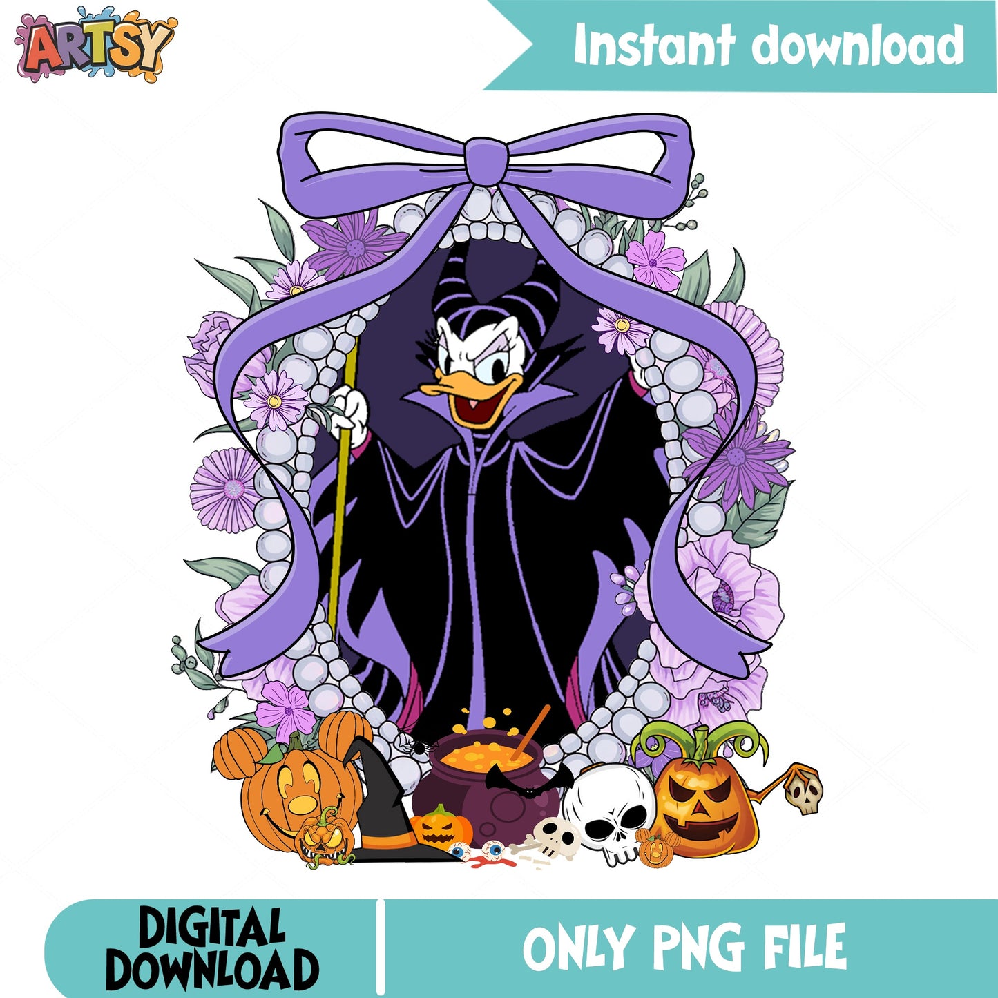 Daisy Duck Maleficent Halloween PNG, Disney Halloween PNG, Spooky Season PNG