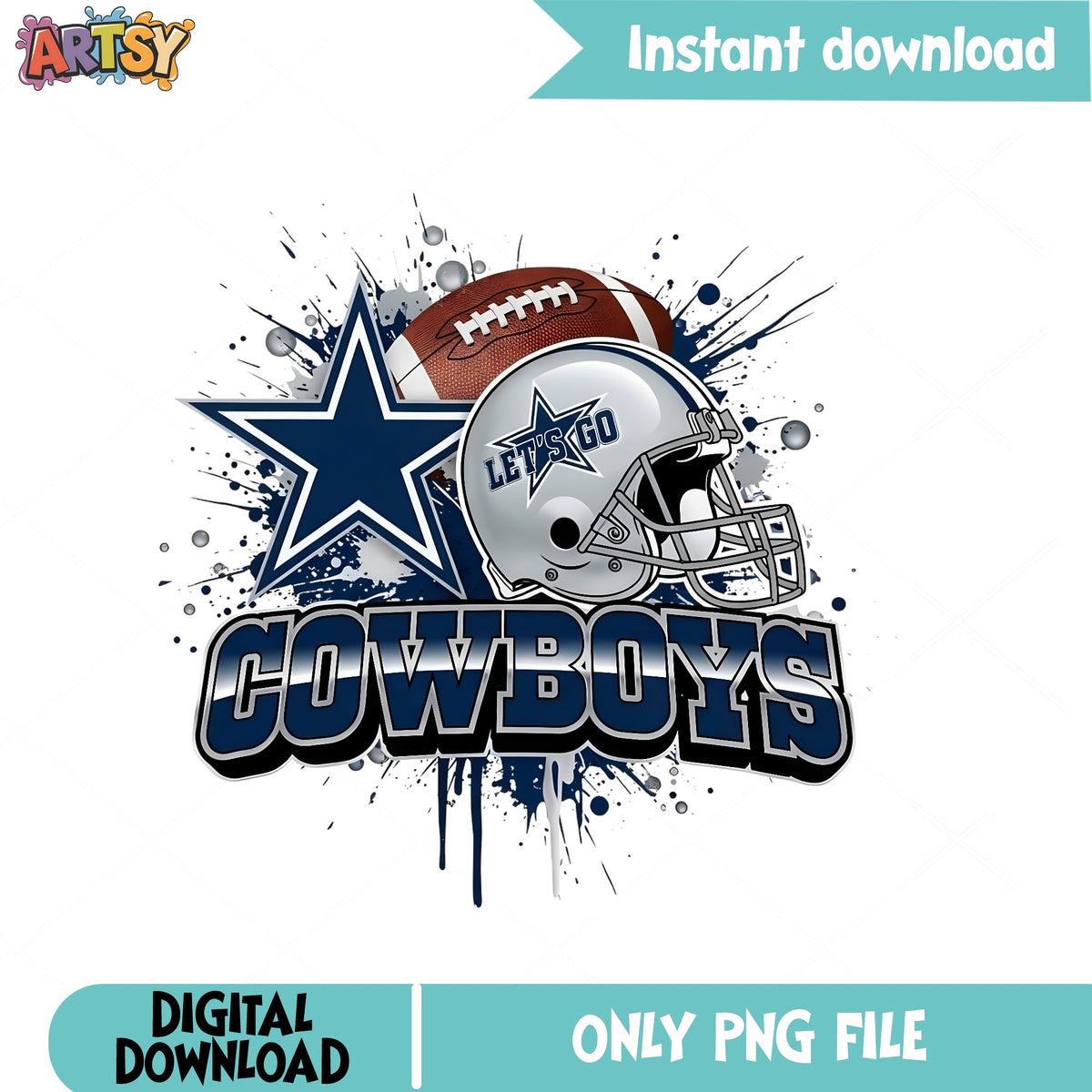 Dallas Cowboys PNG, Football Helmet Splatter, NFL Team PNG