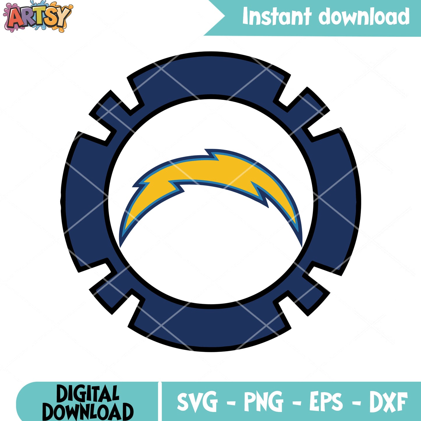 Dark blue gear thunder svg, afl svg, los angeles chargers svg