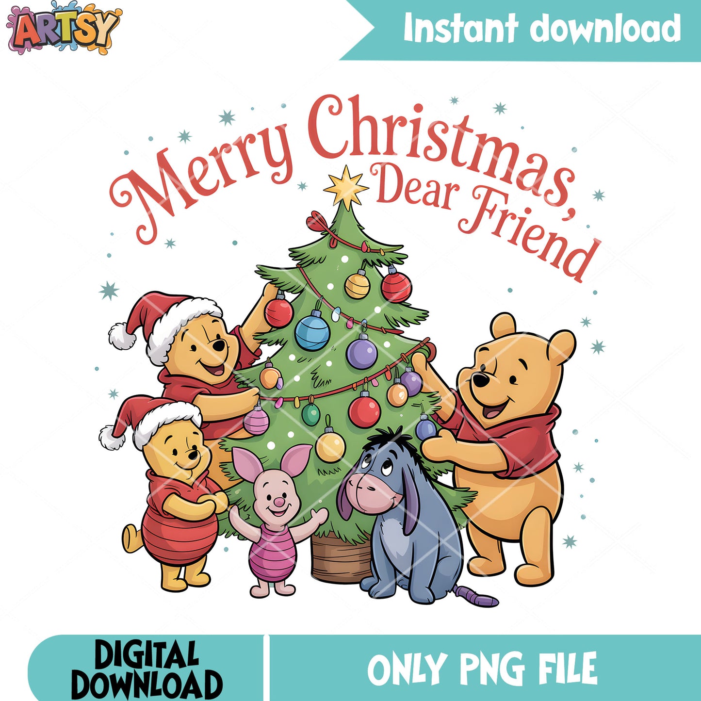 Dear Xmas tree pooh png, winnie the pooh png, pooh friends png