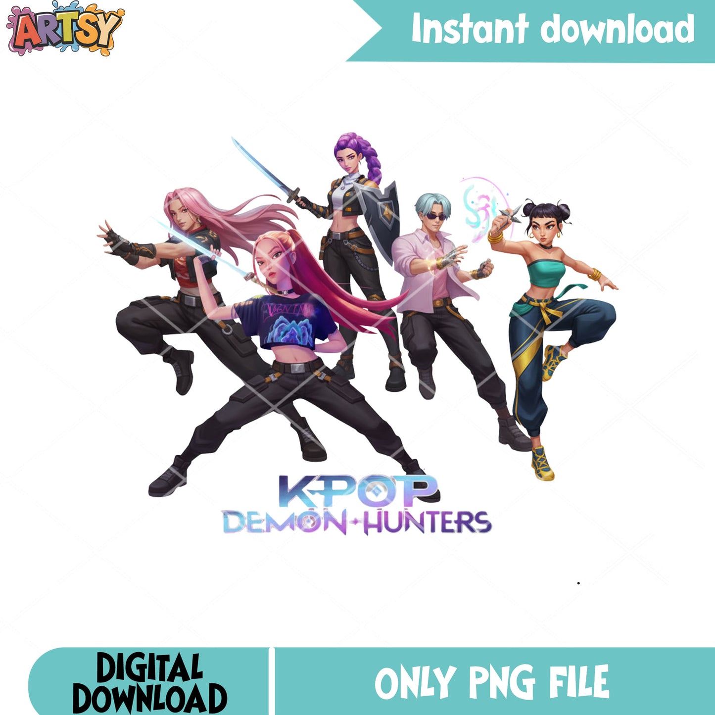 Demon action pose png, poster demon hunter png, pose girls 3d png