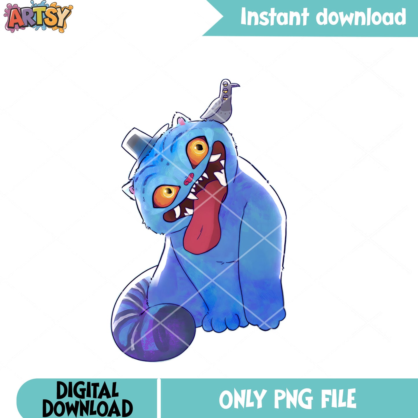 Demon hunter mascot png, mascot kpop png, blue cat crow png