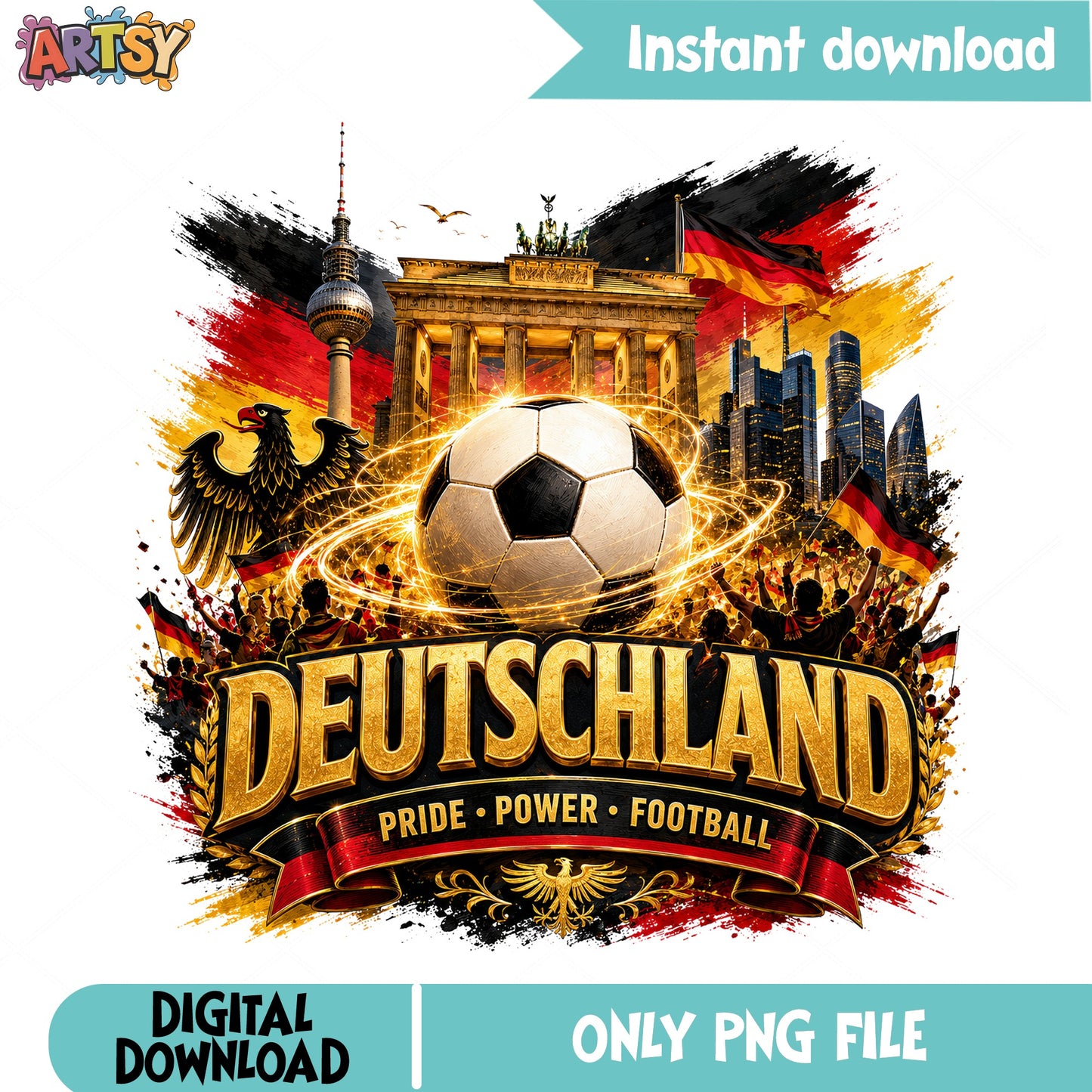 Deutschland Soccer PNG, Germany Football Pride PNG, German Flag PNG