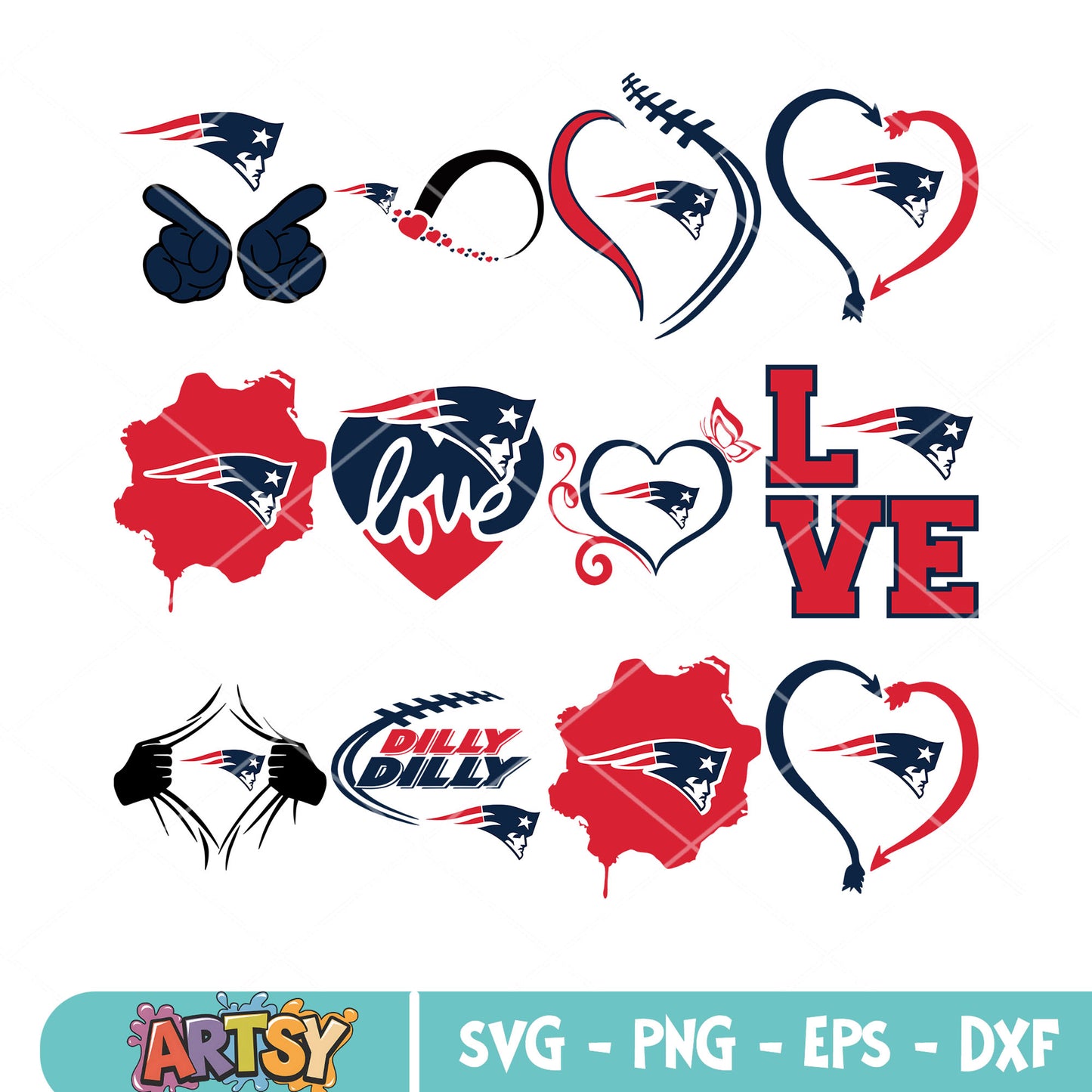 Dilly dilly Patriots bundle svg, nfl teams svg, flying elvis svg