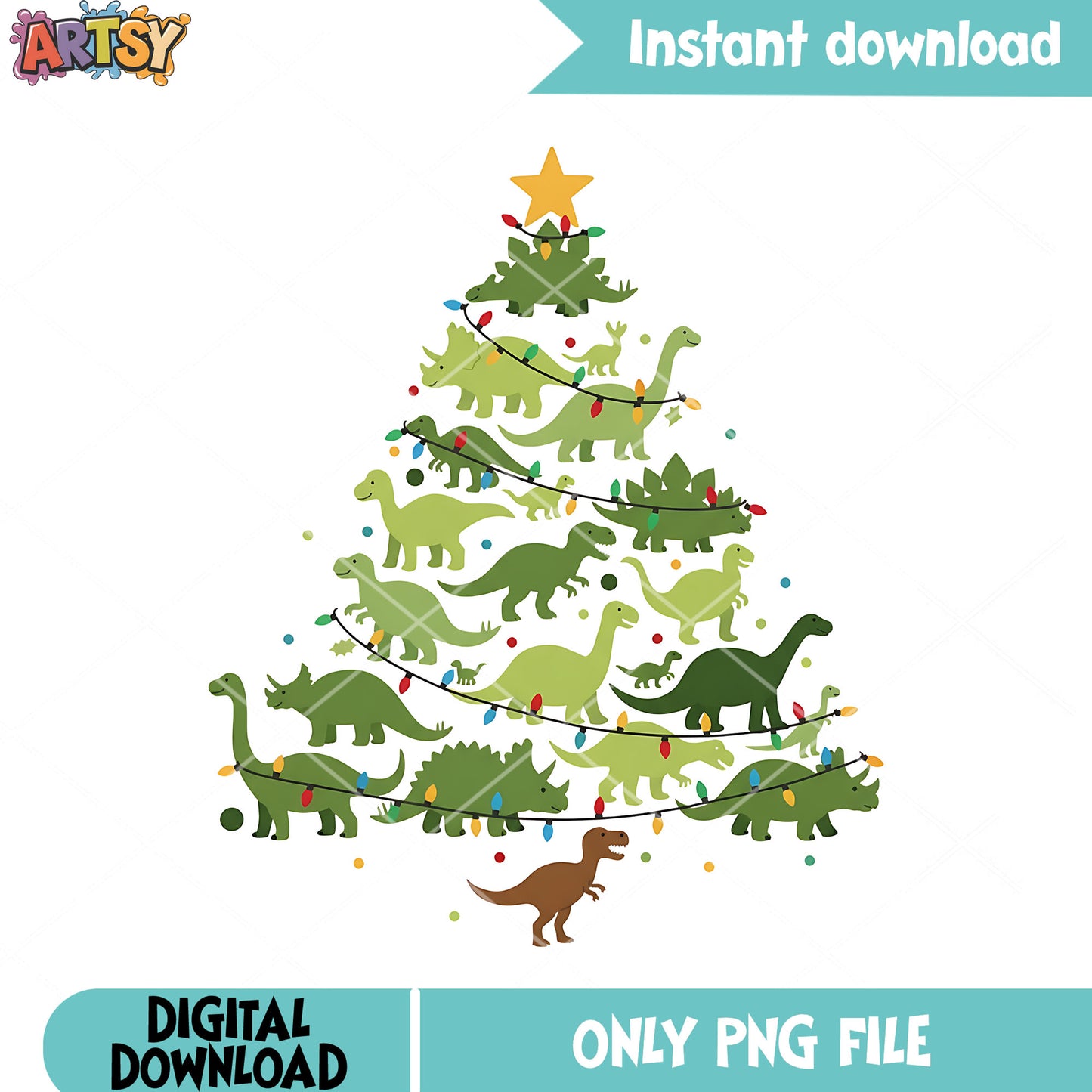 Dinosaur christmas tree png, christmas decor png, t rex png