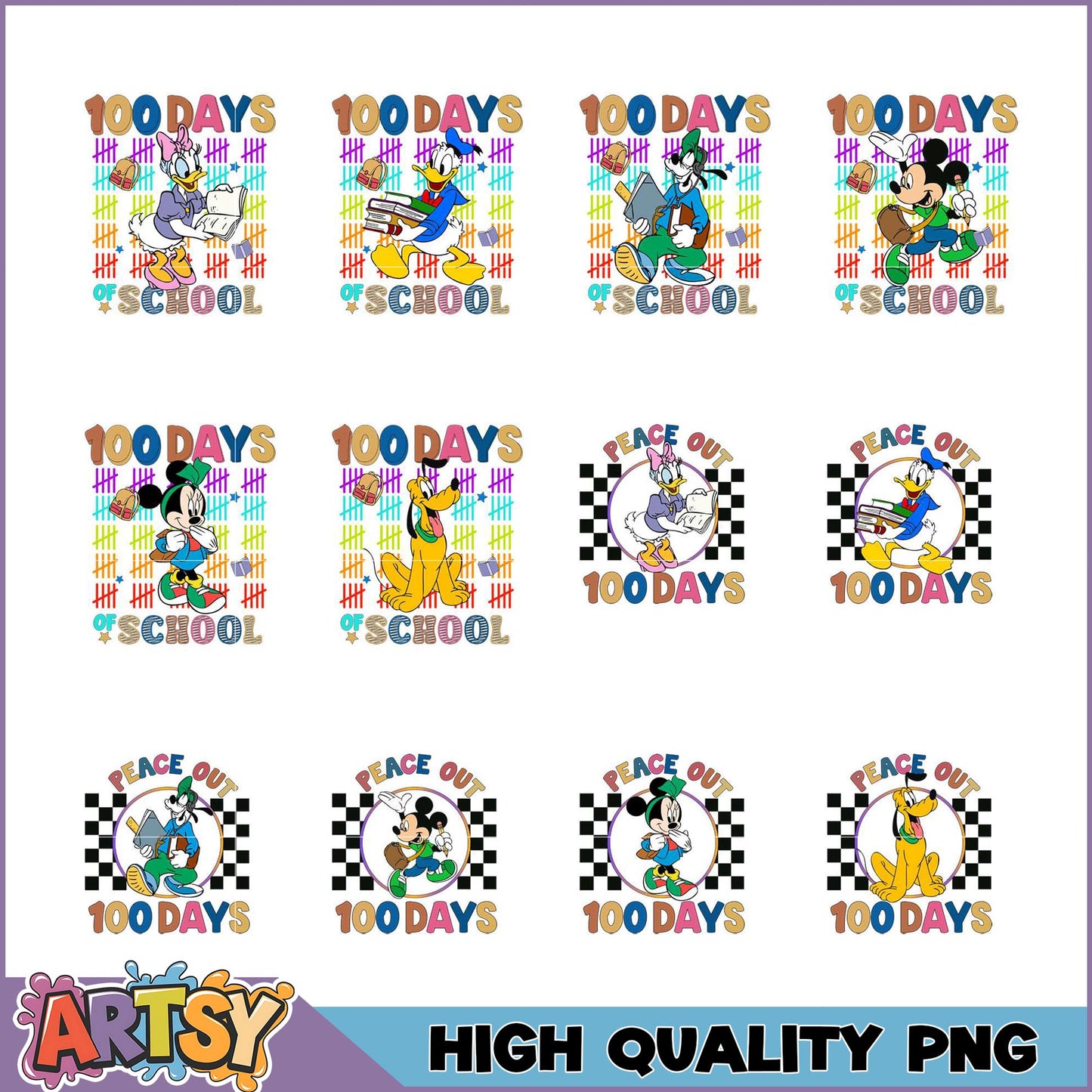 Disney 100 Days of School PNG Bundle - High Quality