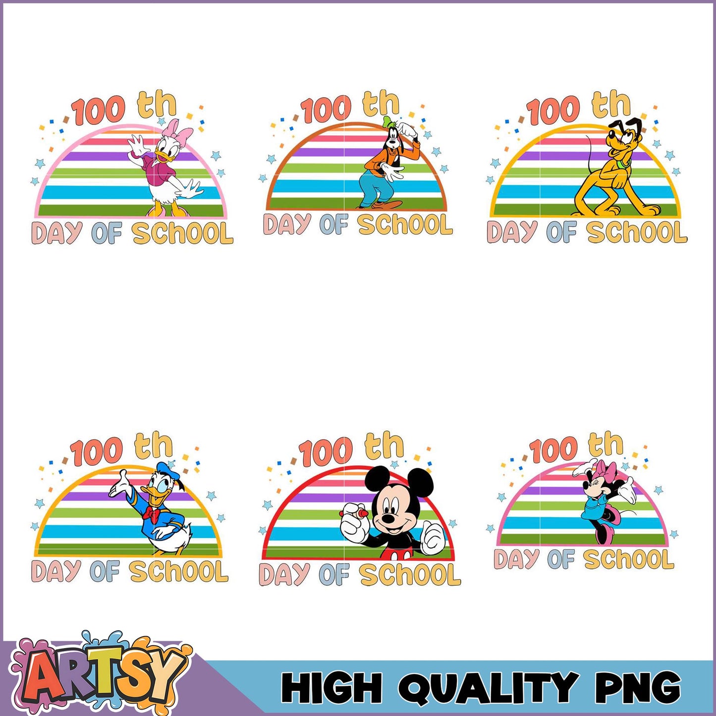 Disney 100th Day School PNG Bundle