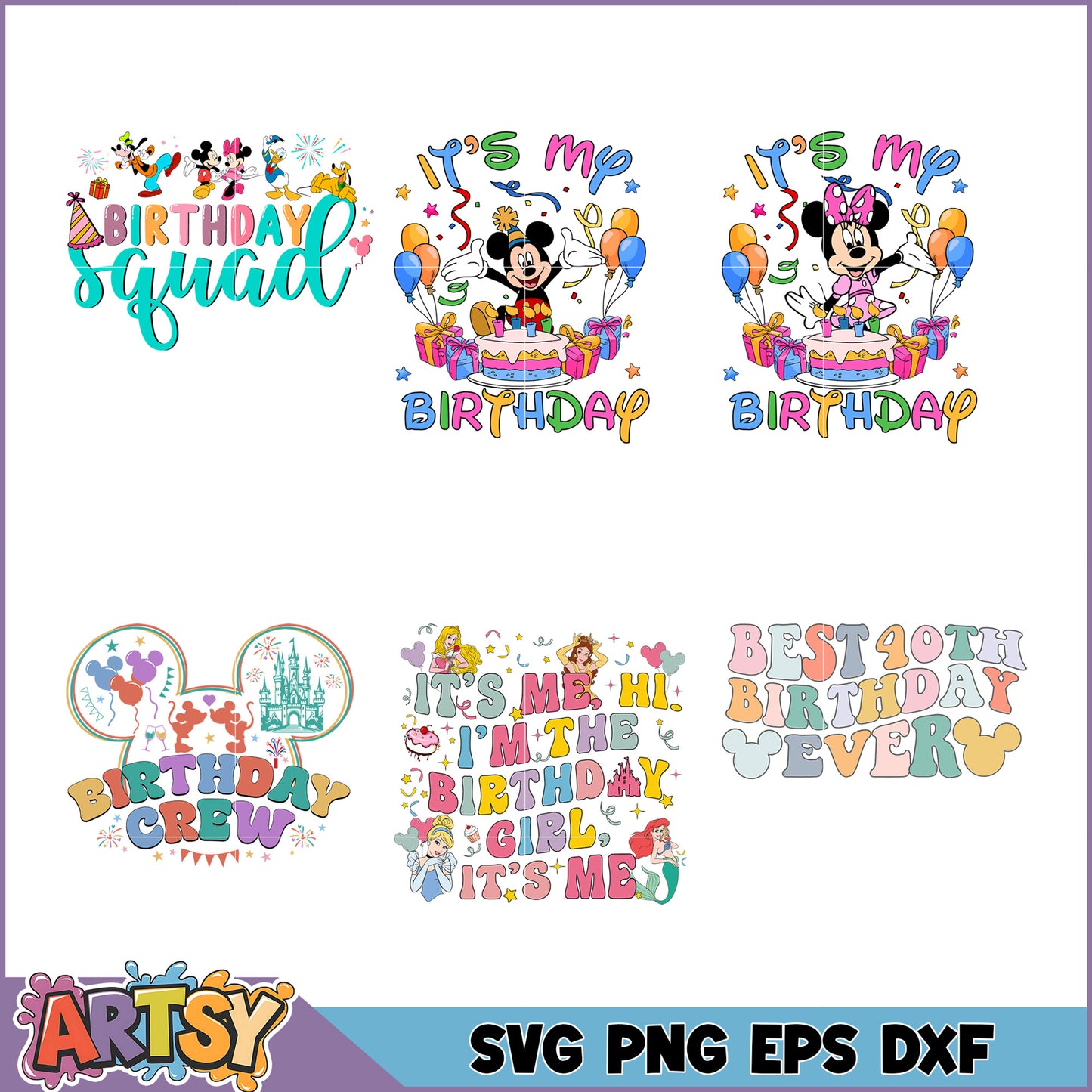 Disney Birthday SVG Bundle PNG, EPS, DXF