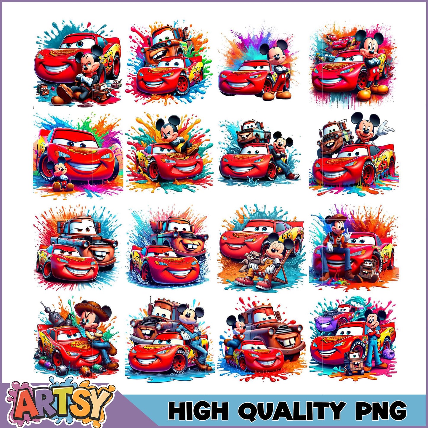 Disney Cars Mickey Mouse PNG Bundle High Quality Images