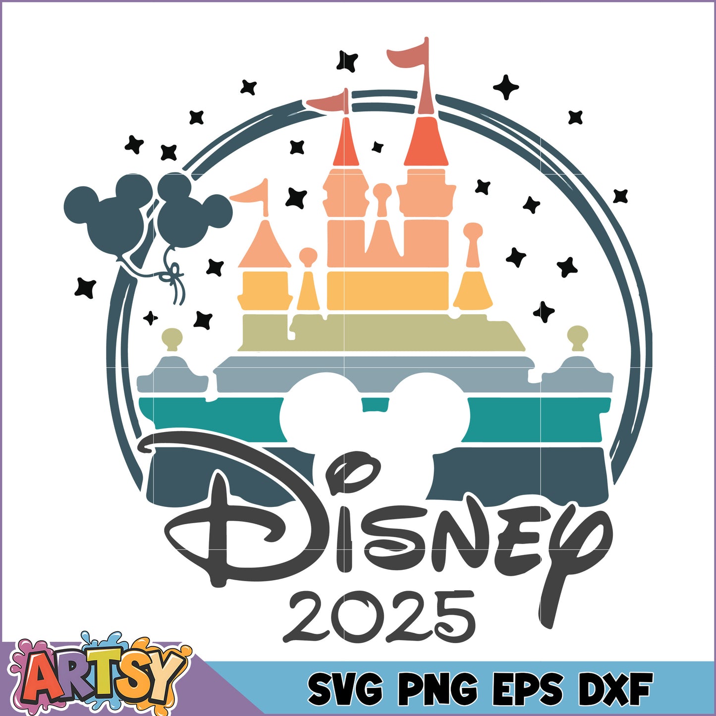 Disney Castle SVG 2025 Mickey Balloons