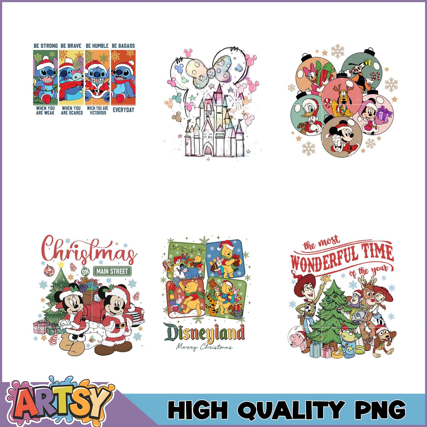 Disney Christmas PNG Bundle High Quality Prints