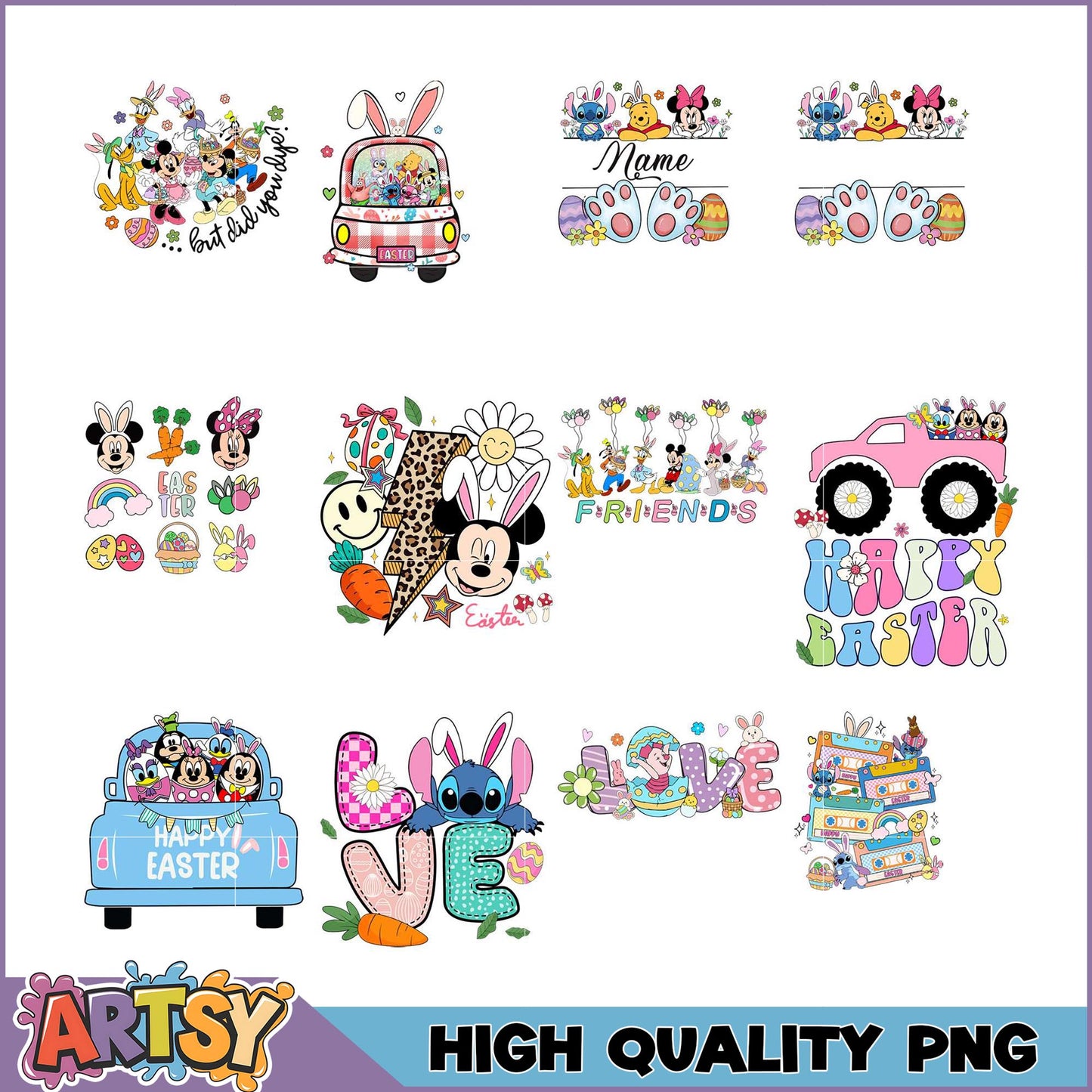 Disney Easter PNG Bundle High Quality Designs