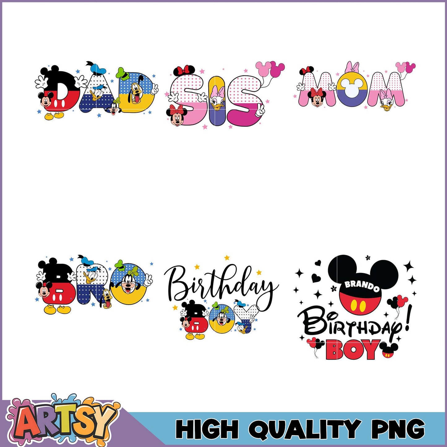 Disney Family PNG Bundle High Quality Images