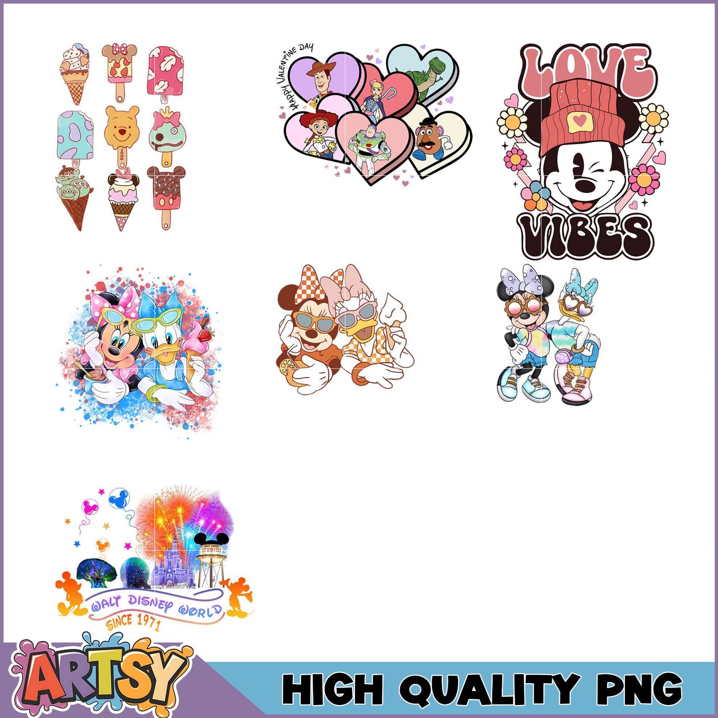 Disney PNG Bundle Mickey, Minnie, Toy Story