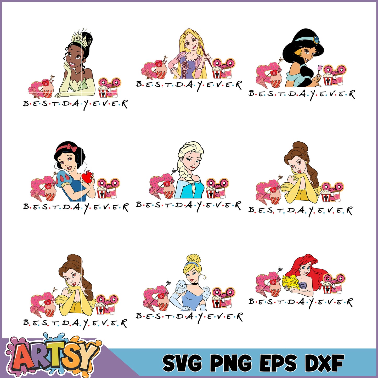 Disney Princess SVG Bundle PNG, EPS, DXF