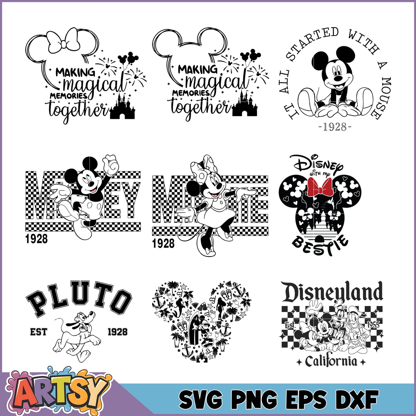 Disney SVG Bundle Mickey Minnie Pluto