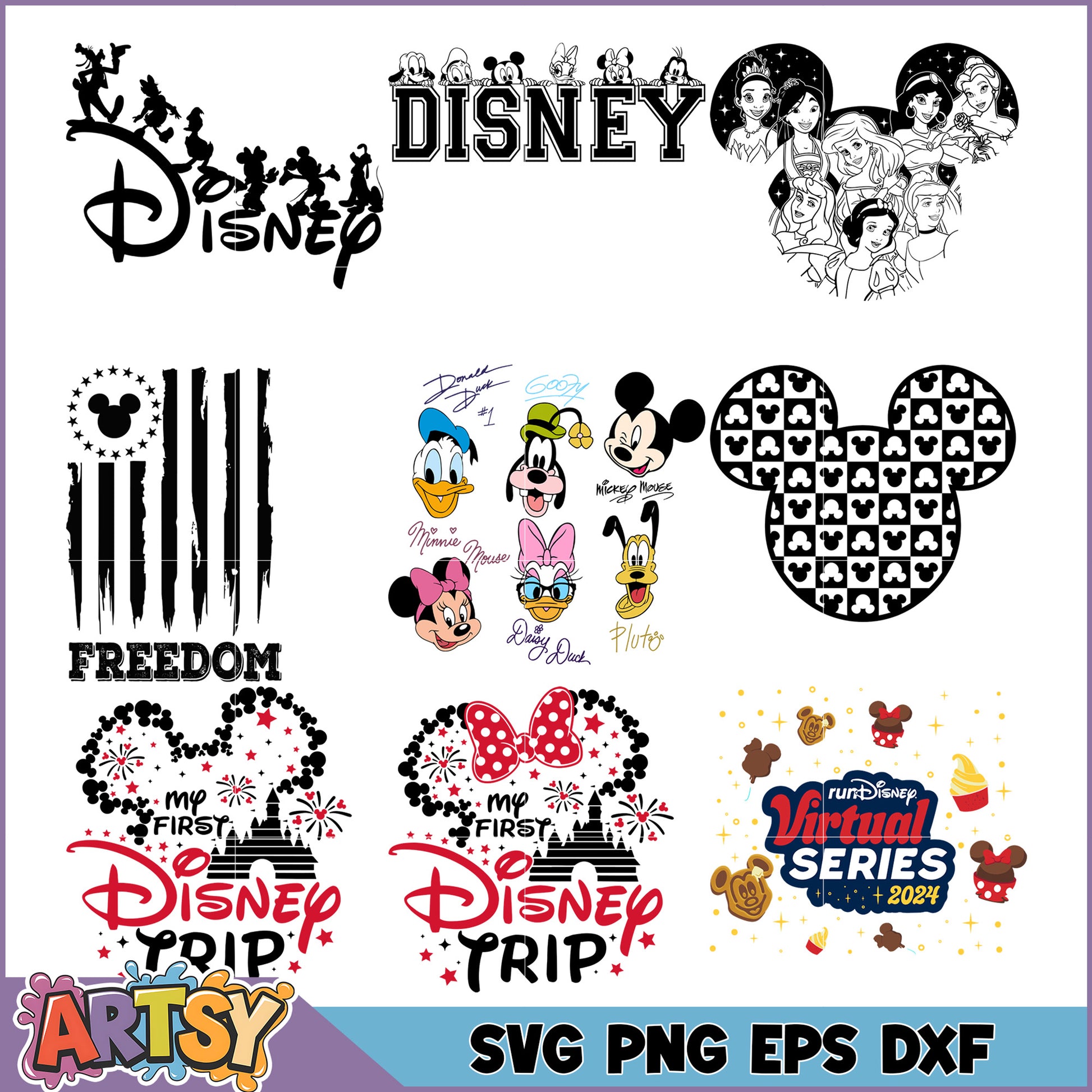 Disney SVG Bundle with Mickey Minnie Icons for Crafting Projects