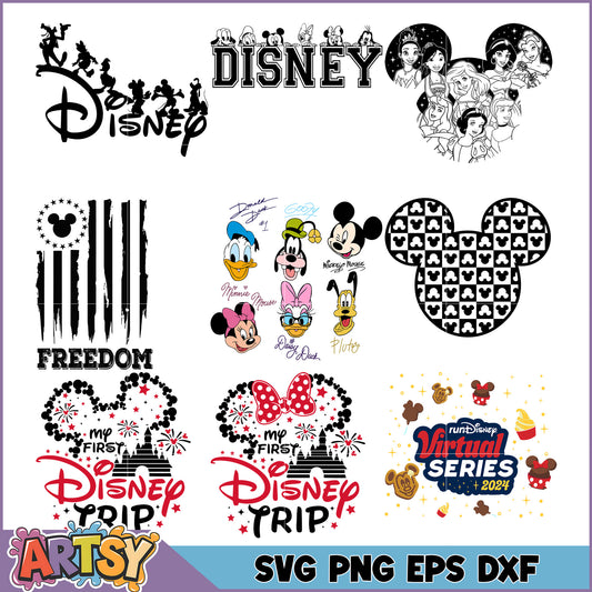 Disney SVG Bundle with Mickey Minnie Icons for Crafting Projects