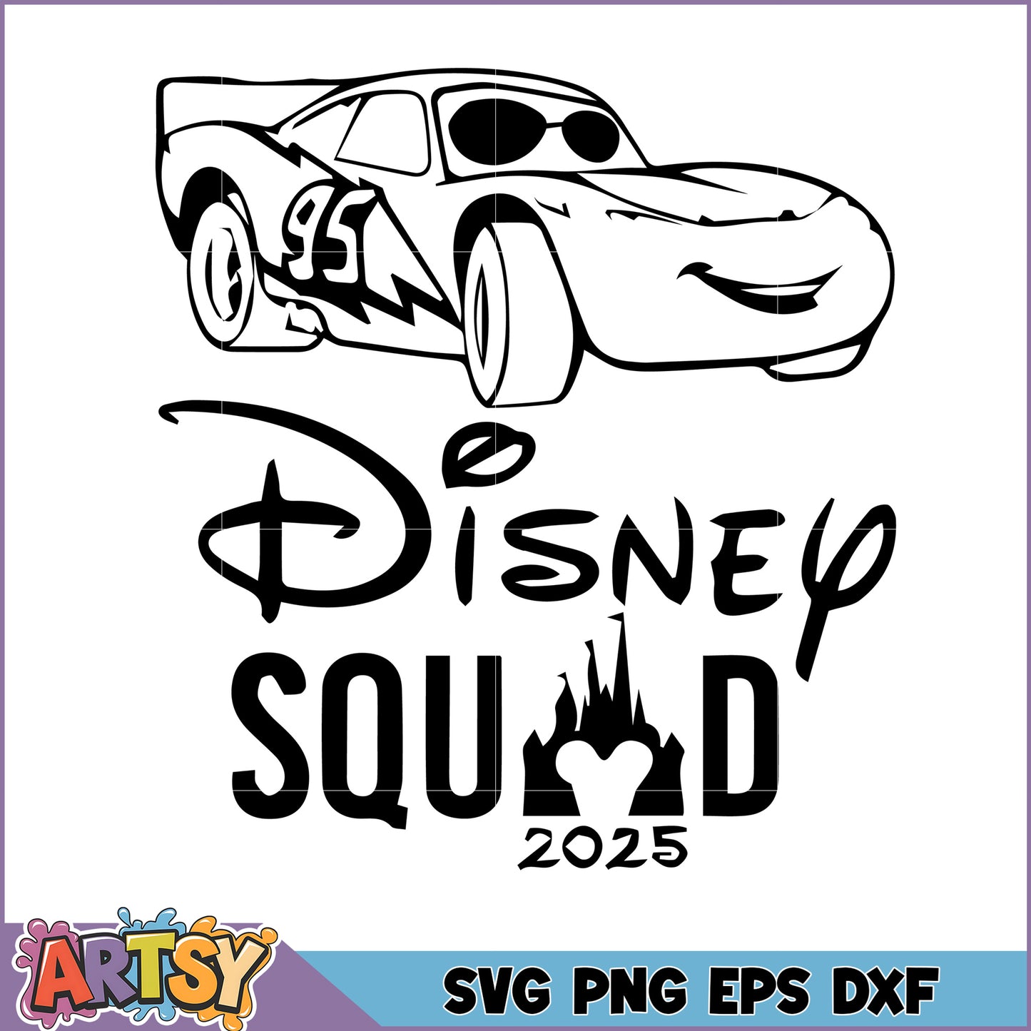Disney Squad 2025 SVG Design with Lightning McQueen Art