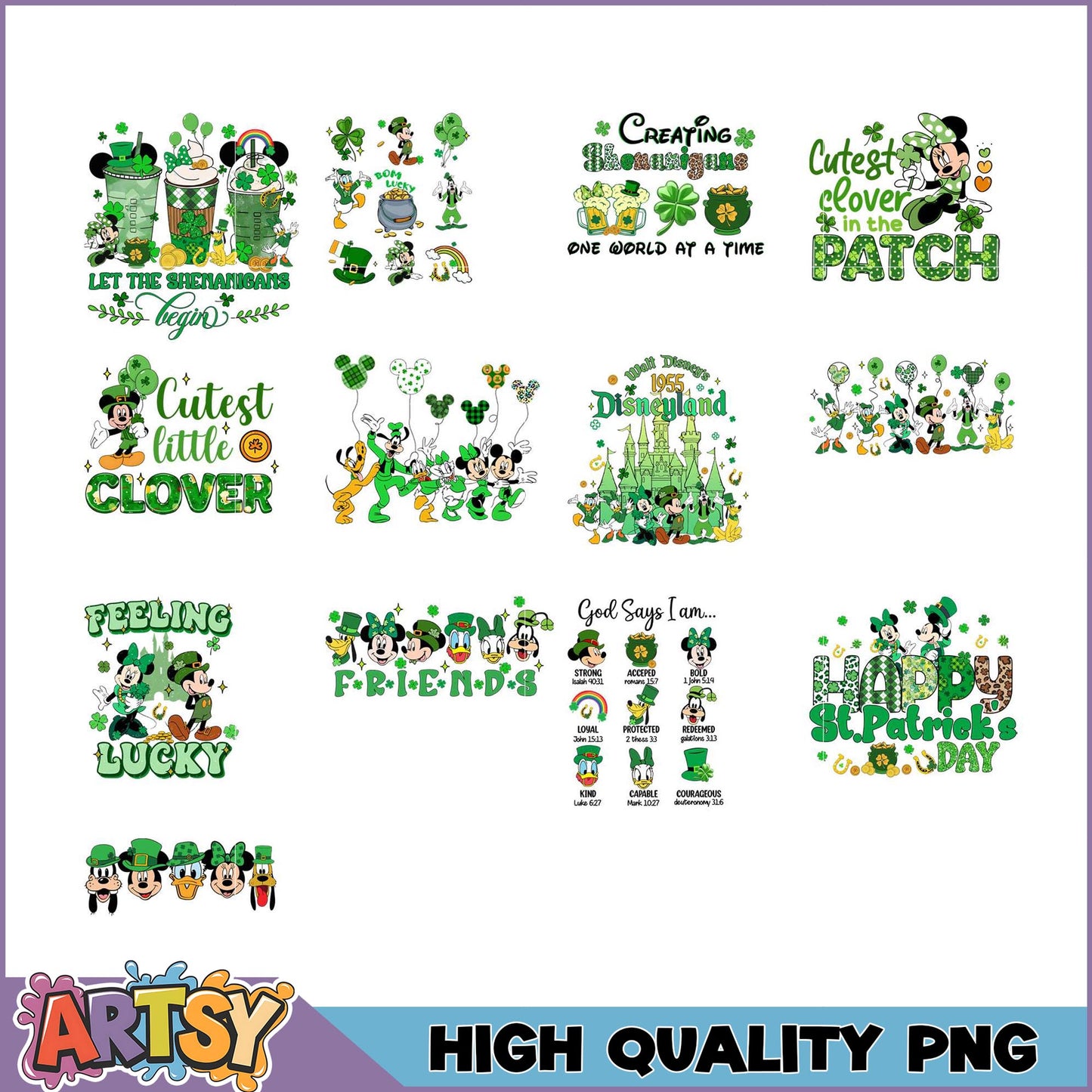 Disney St Patricks Day PNG Bundle High Quality Images