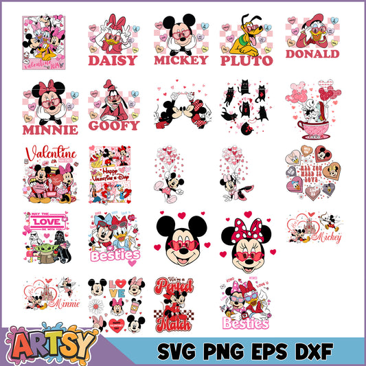 Disney Valentine SVG Bundle Mickey Minnie Designs