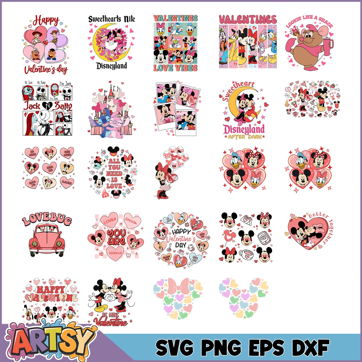 Disney Valentines SVG Bundle PNG EPS DXF
