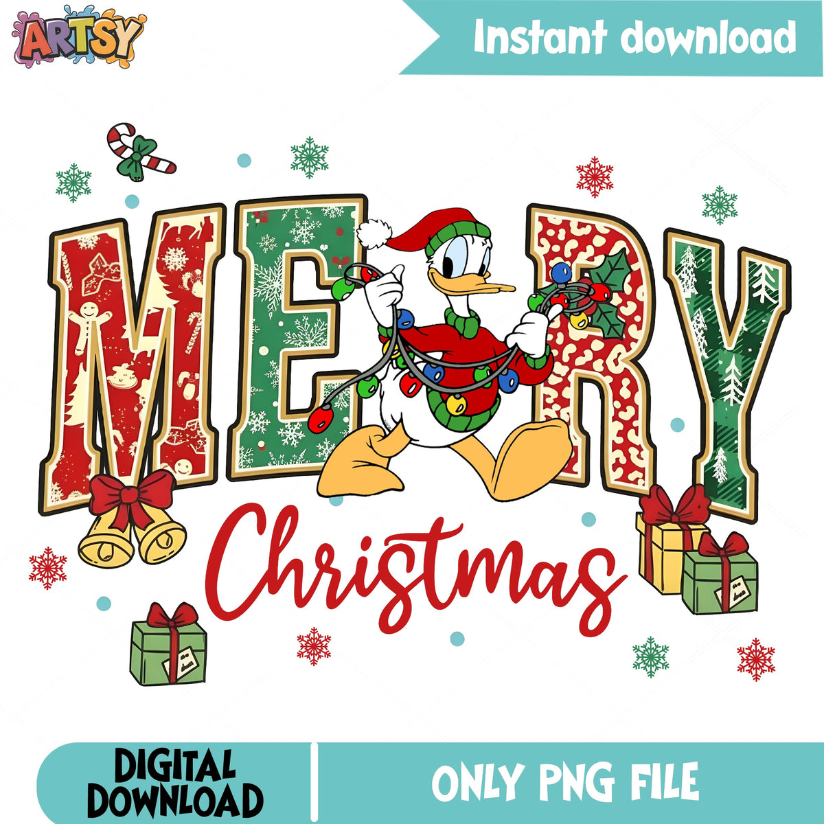 Disney Characters Very Merry Christmas Donald